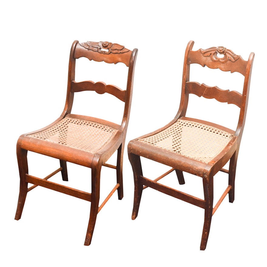 Pair of Antique Chairs with Caned Seats