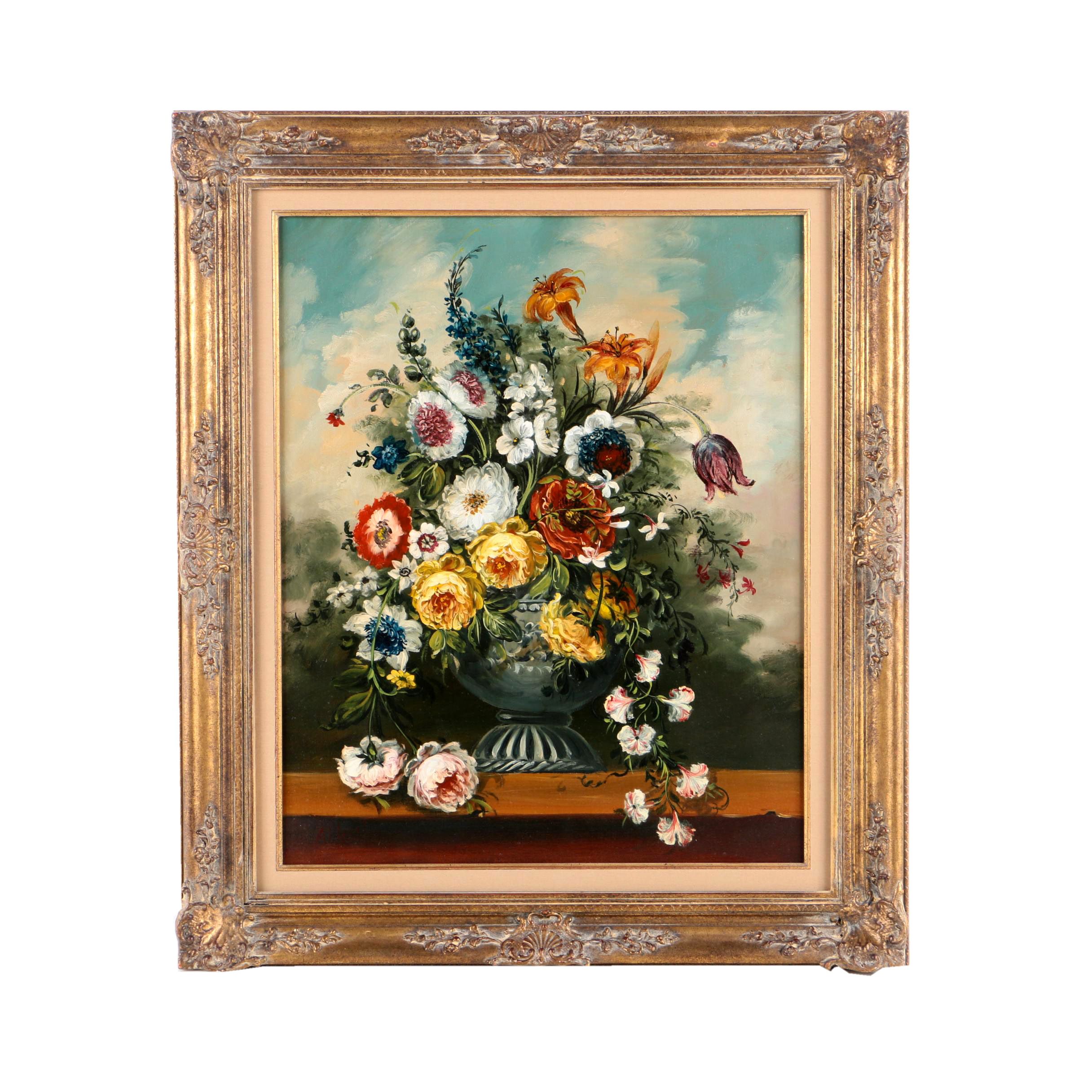 Jeannine Albert Oil Painting of a Flower Arrangement