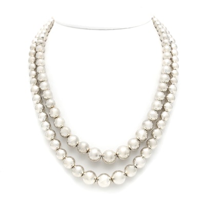 Tiffany & Co. Sterling Silver Graduated Bead Double Strand Necklace Tiffany & Co. Sterling Silver Graduated Bead Double Strand Necklace