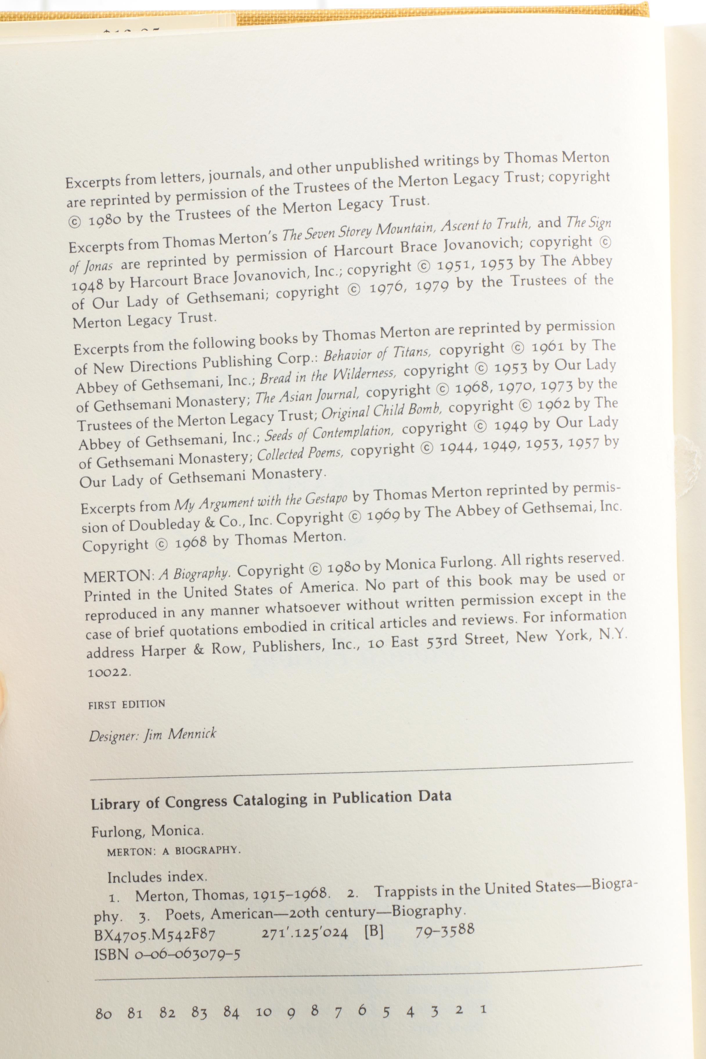 Collection of Hardcover Books On Thomas Merton including First Printings