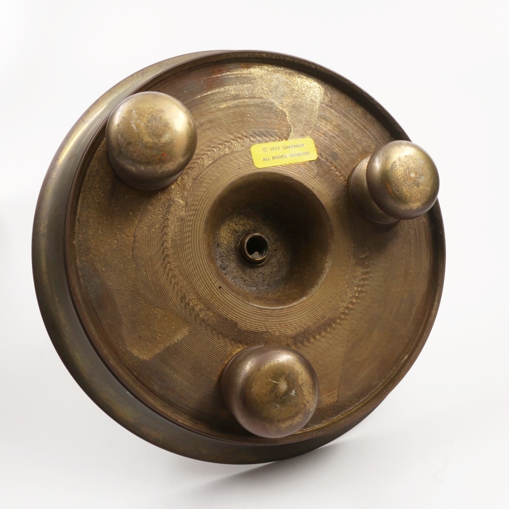 Substantial Chapman Brass Candlestick with Glass Hurricane Shade