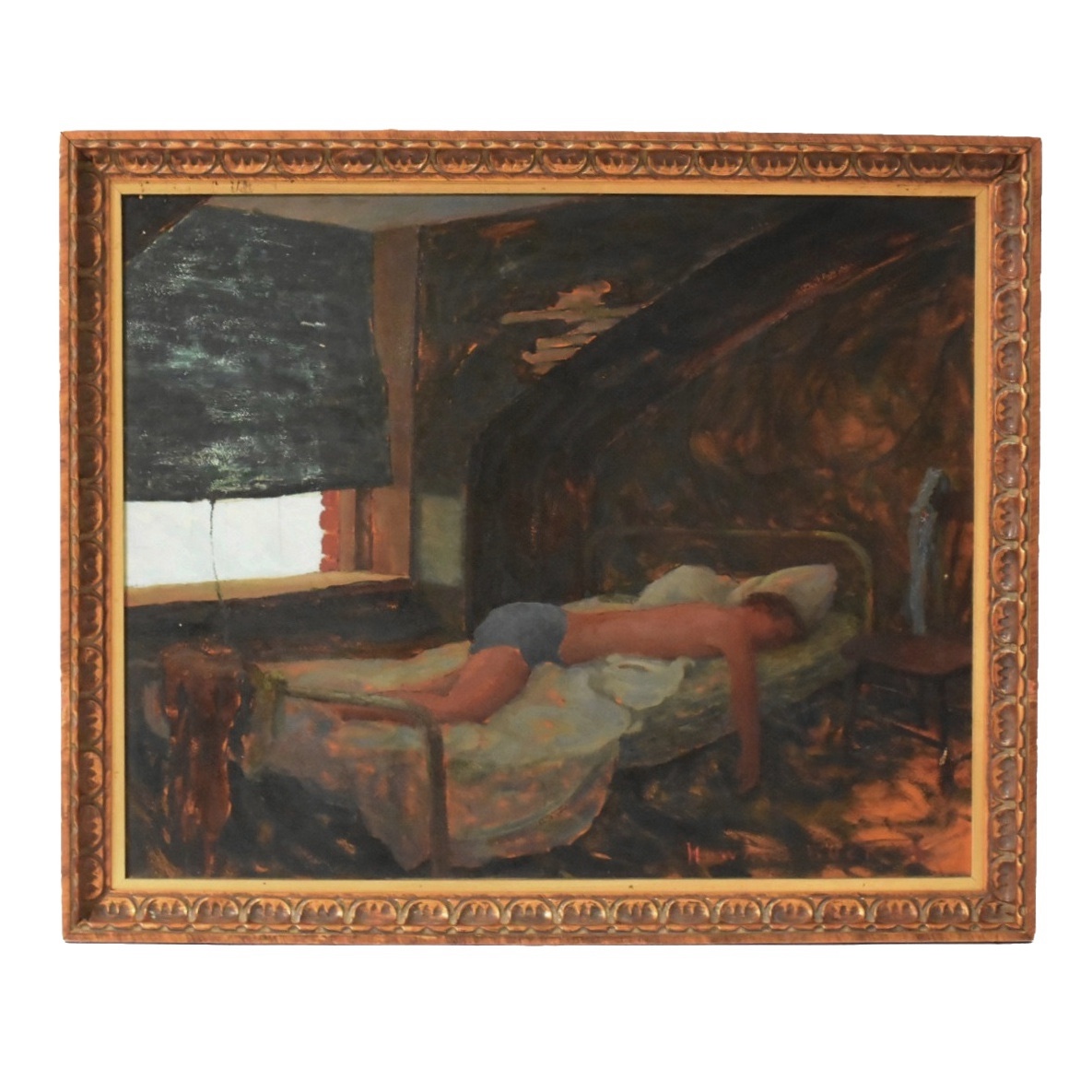 Howard Buck Oil Painting on Canvas Figural Interior Scene