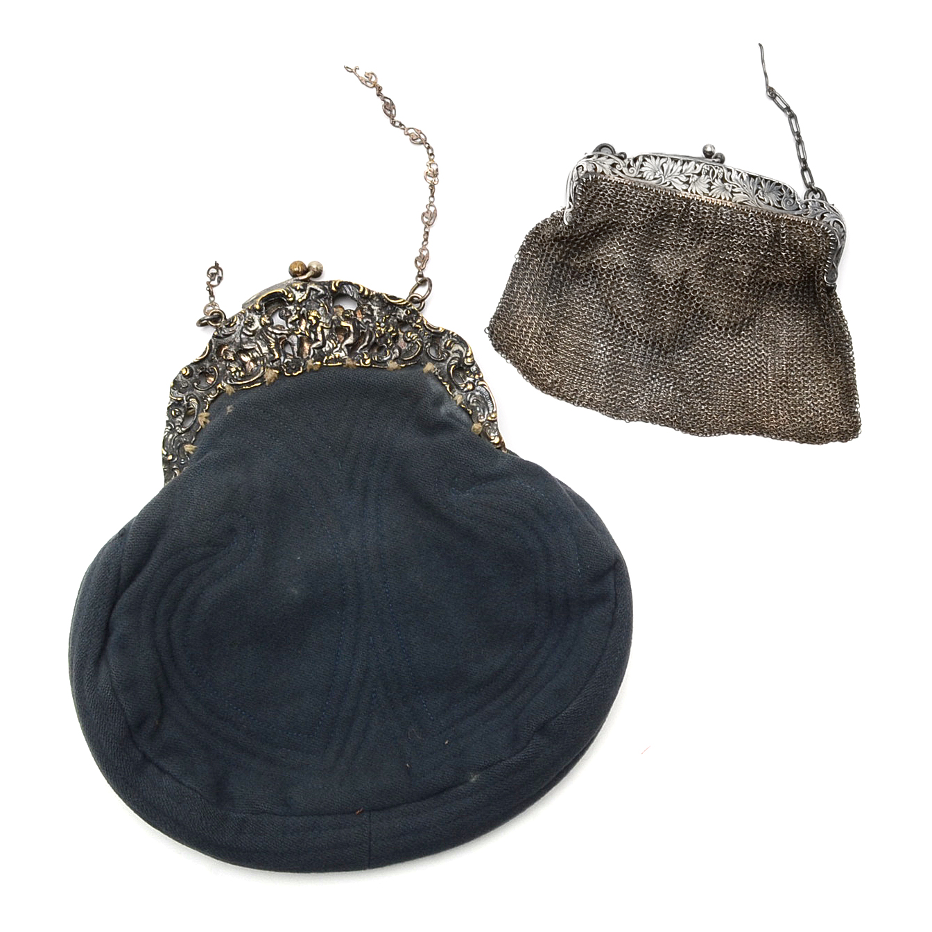 Antique Sterling Silver Mesh Clutch Purse and Clutch Handbag