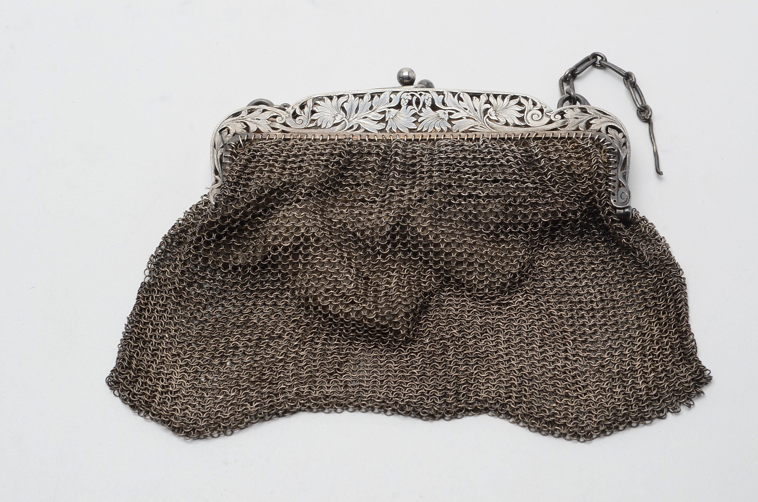 Antique Sterling Silver Mesh Clutch Purse and Clutch Handbag