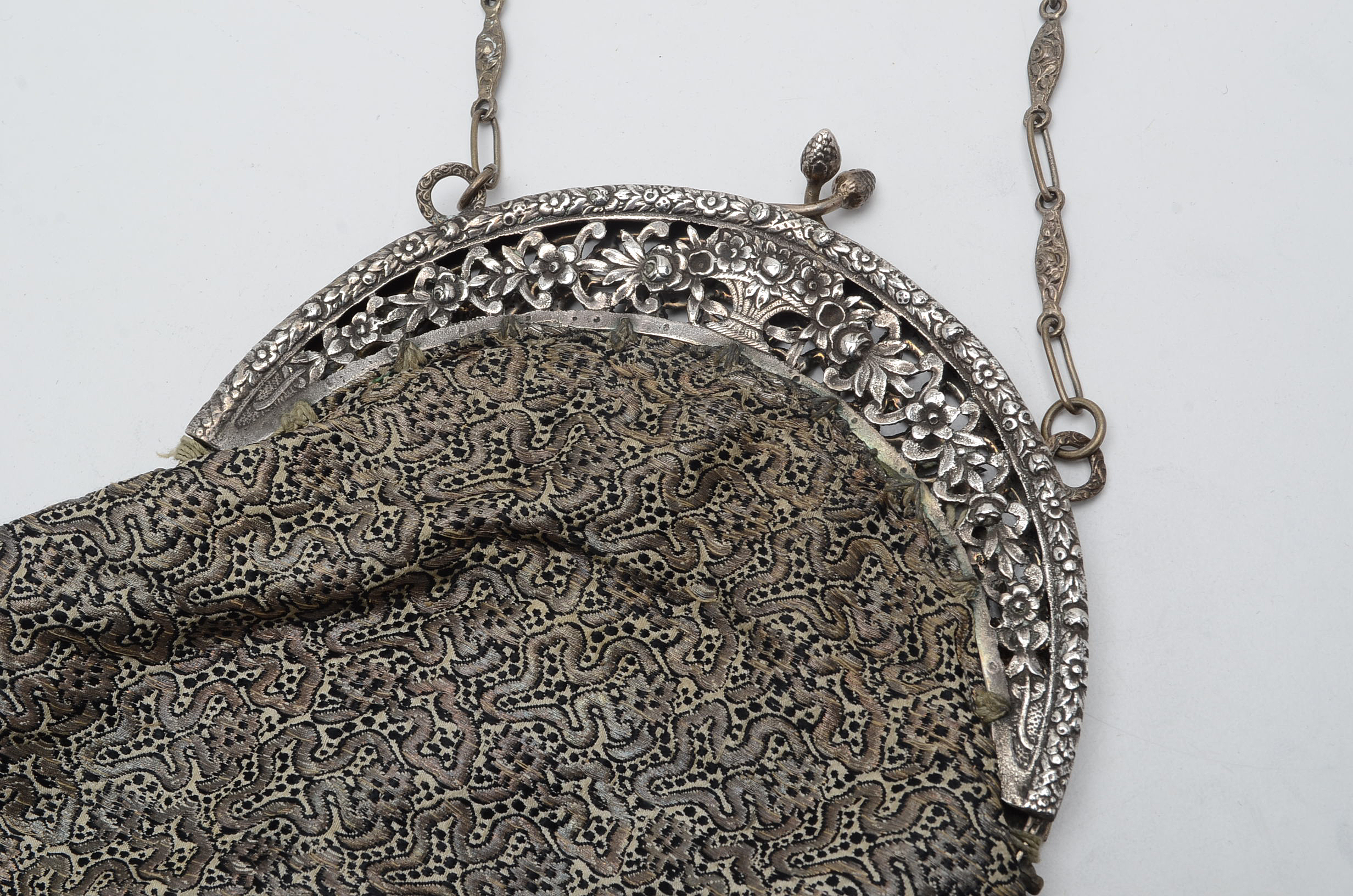 Two Vintage 800 Silver Framed Clutch Handbags