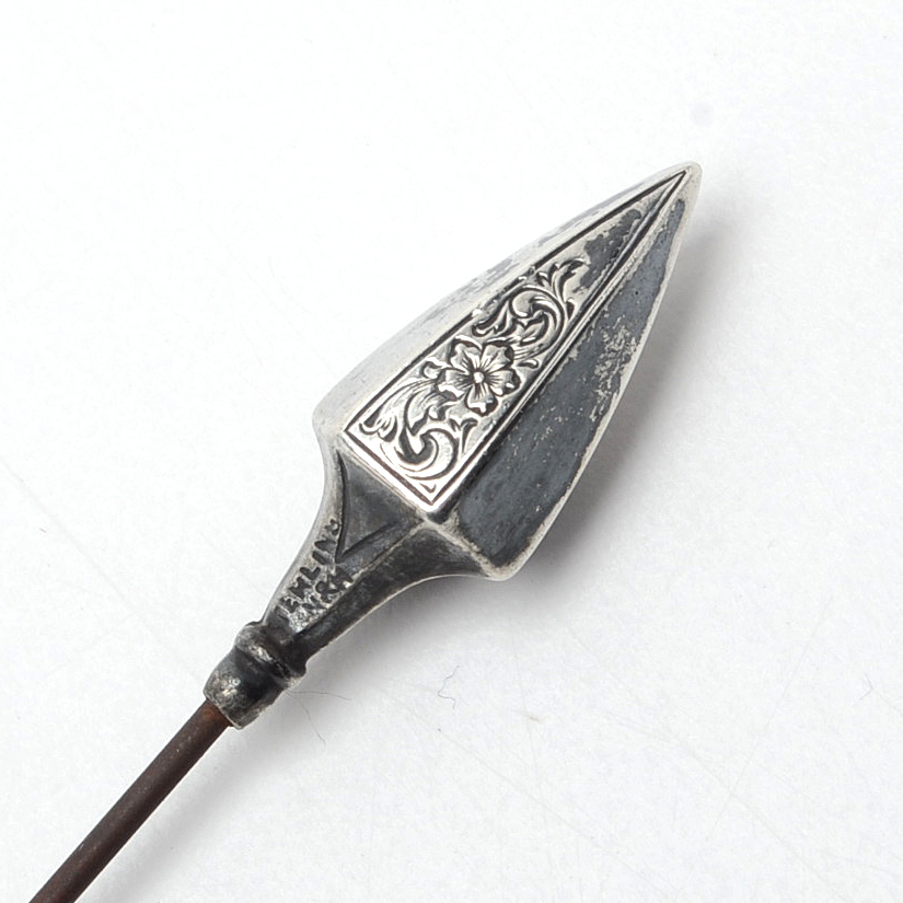 Assortment of Victorian Hat Pins Including Sterling Silver and Carved Coral