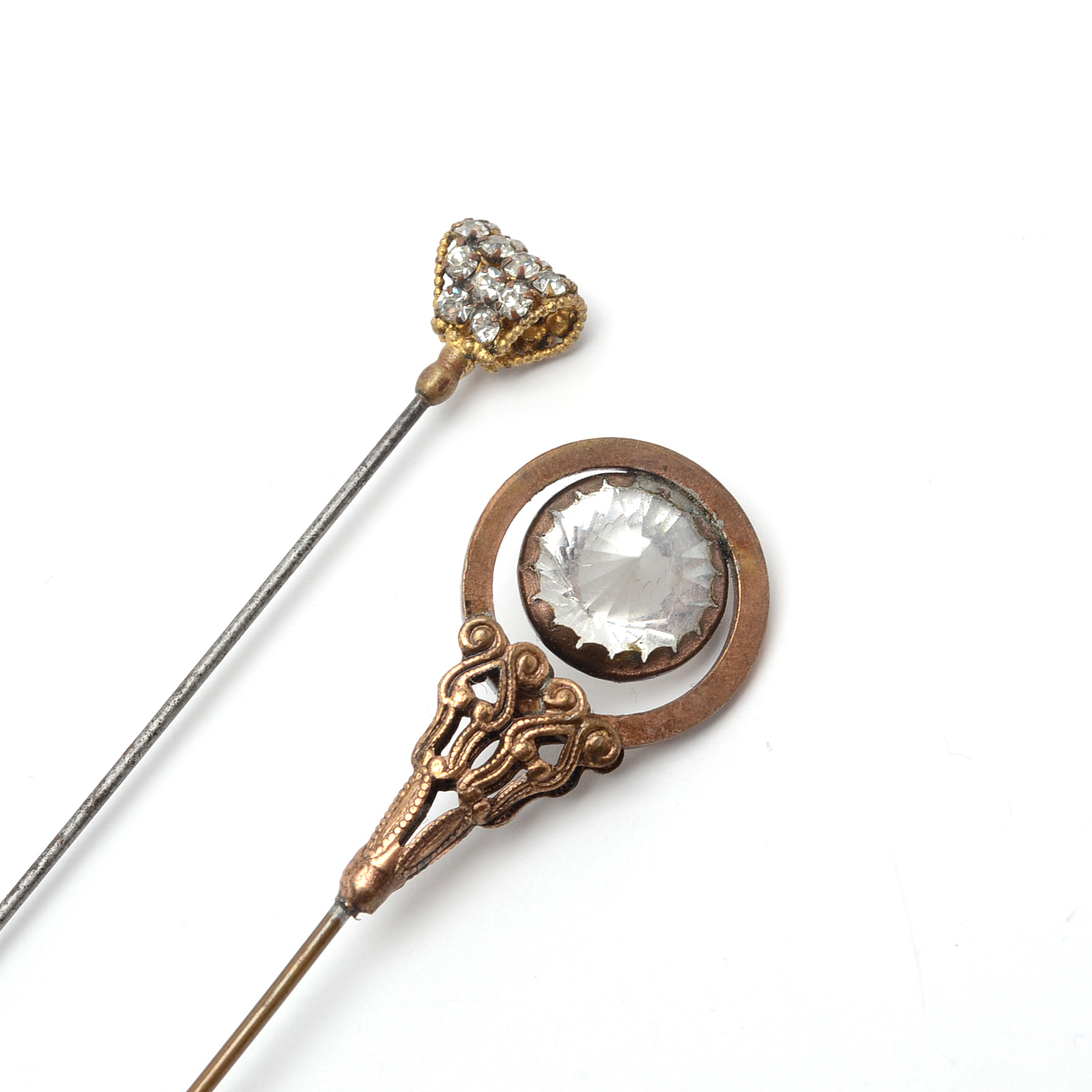 Assortment of Victorian Hat Pins Including Sterling Silver and Carved Coral