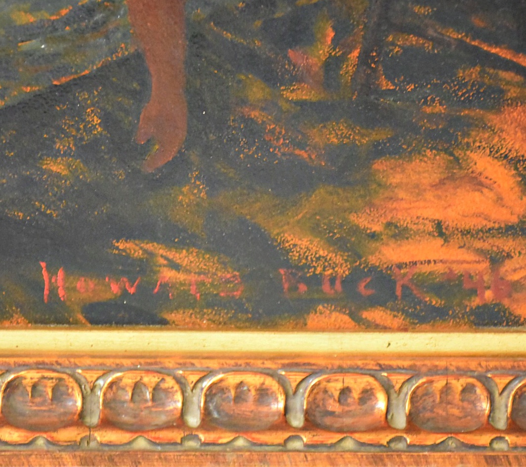 Howard Buck Oil Painting on Canvas Figural Interior Scene