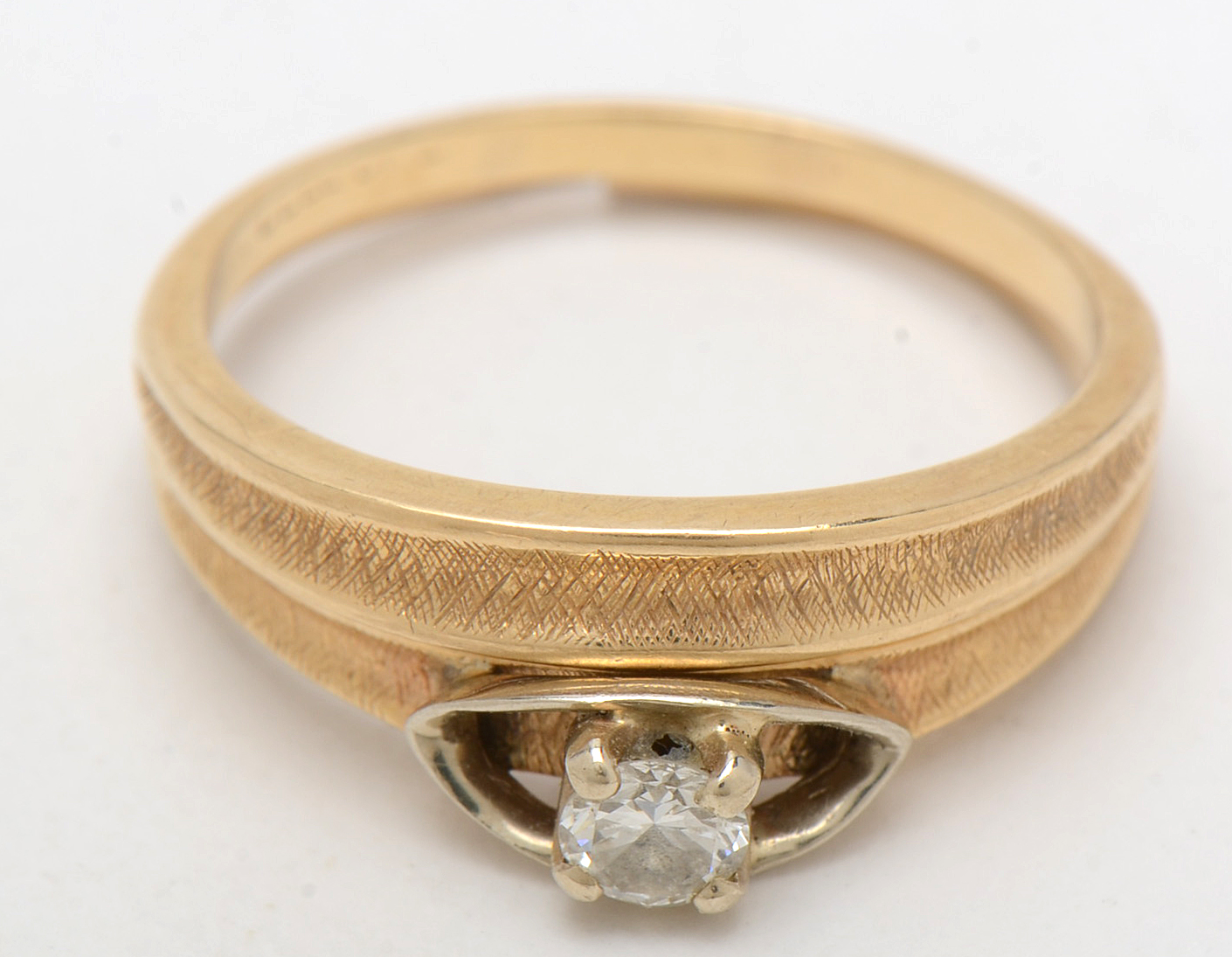 Vintage 14K Yellow Gold Solitaire Diamond Bridal Ring Set