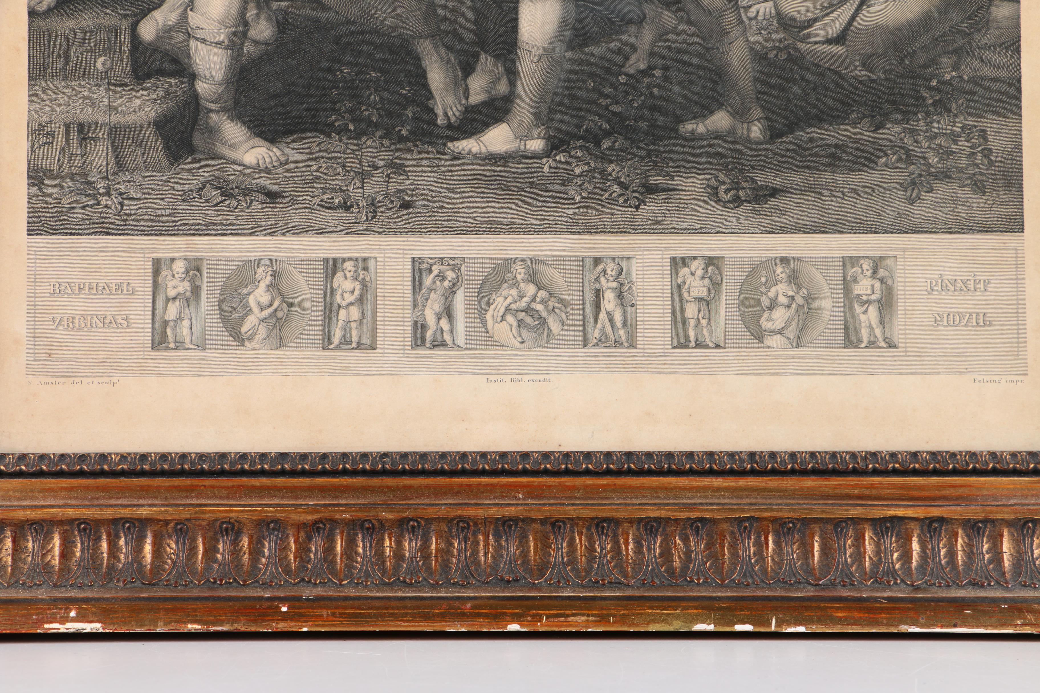 S. Amsler Vintage Engraving on Paper After Raphael "The Entombment"