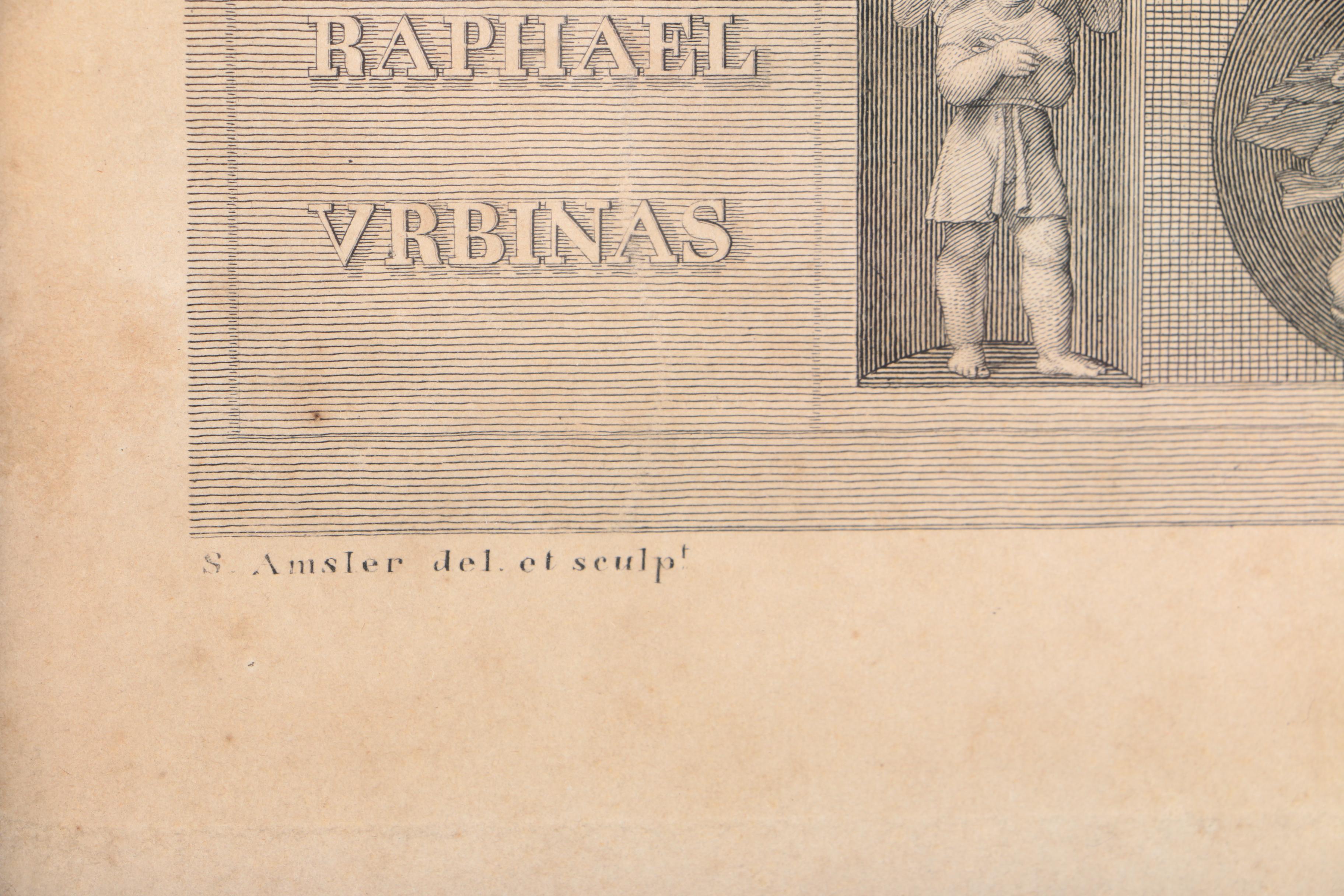 S. Amsler Vintage Engraving on Paper After Raphael "The Entombment"