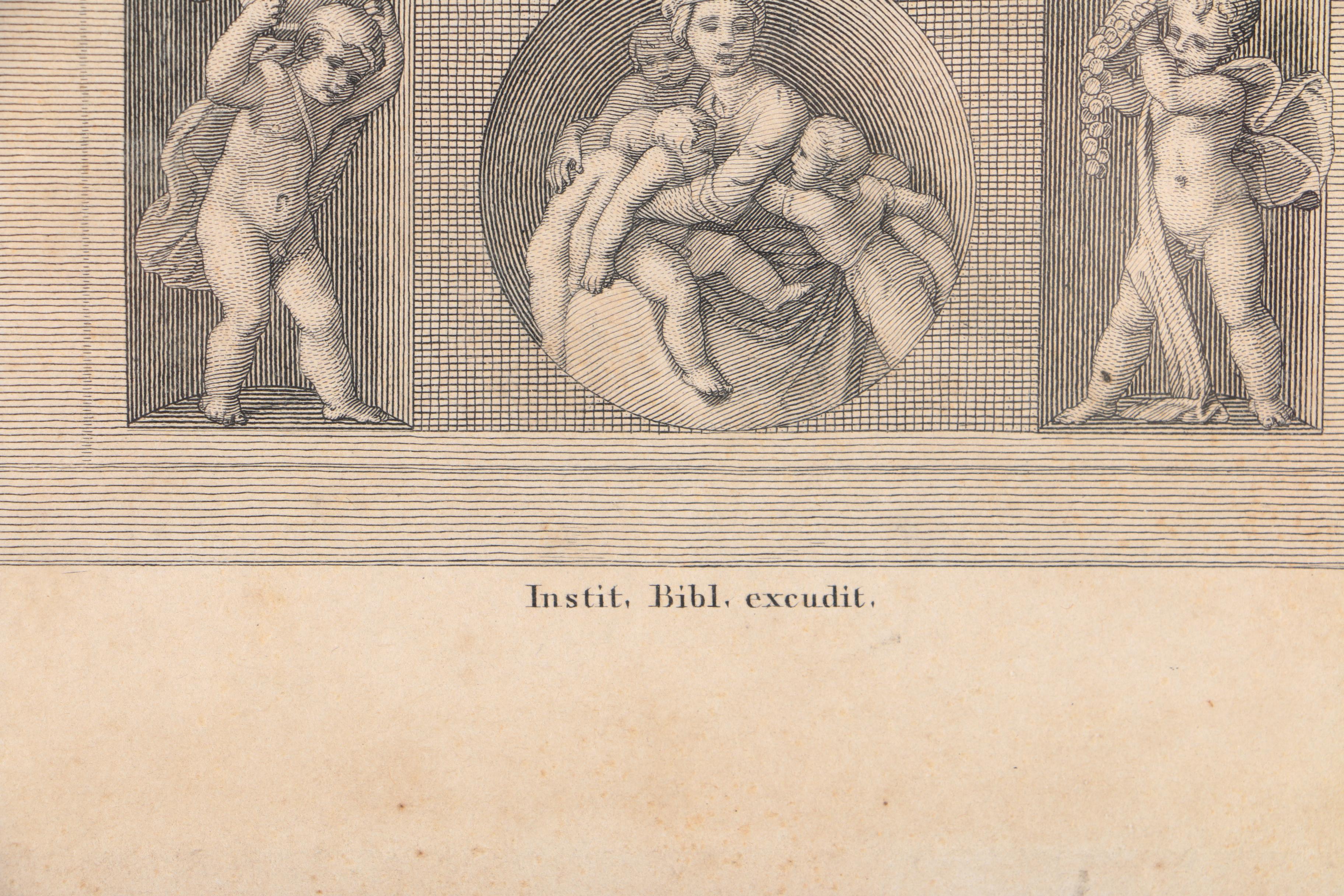 S. Amsler Vintage Engraving on Paper After Raphael "The Entombment"