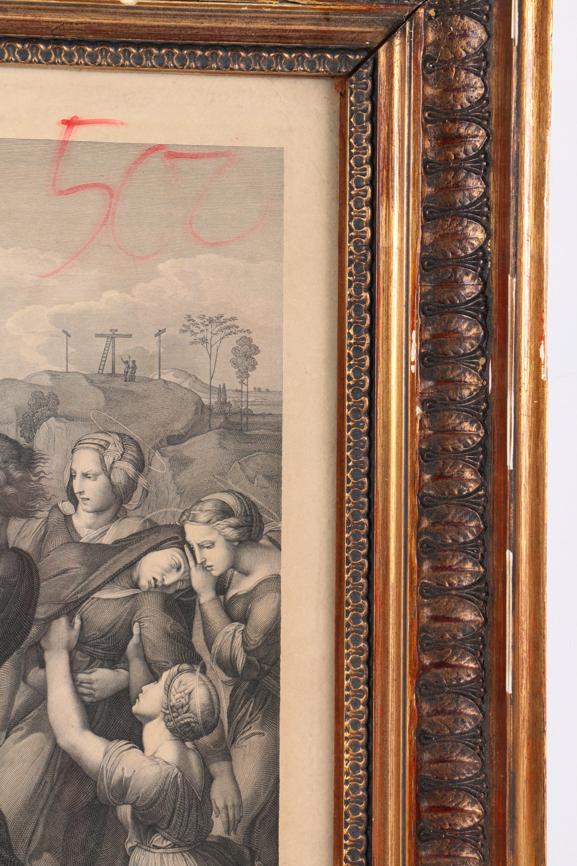 S. Amsler Vintage Engraving on Paper After Raphael "The Entombment"