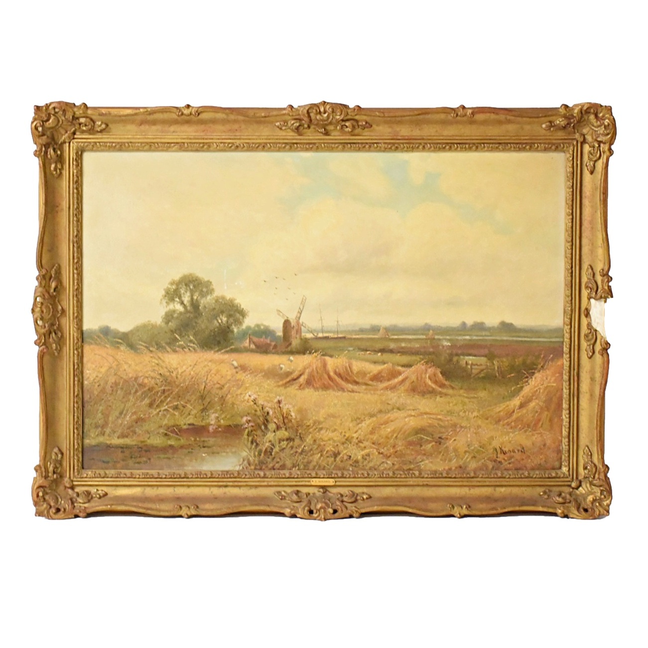 J. Kinard Oil Painting on Canvas Countryside Landscape