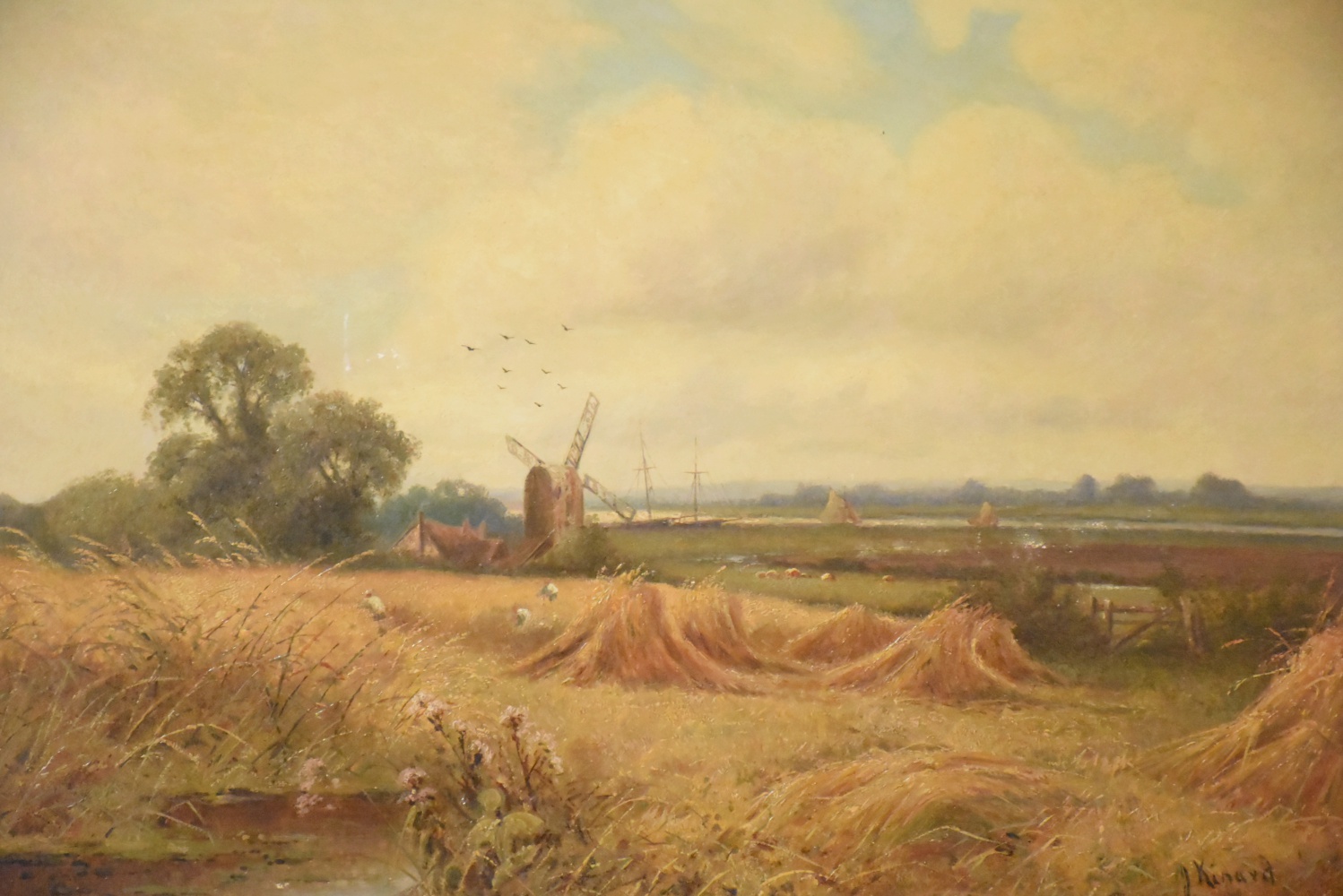 J. Kinard Oil Painting on Canvas Countryside Landscape