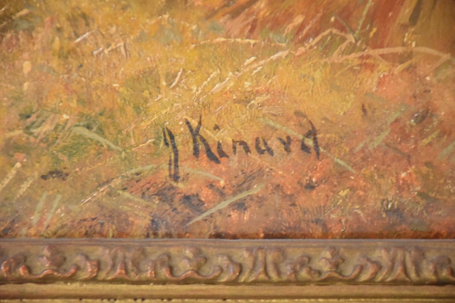 J. Kinard Oil Painting on Canvas Countryside Landscape