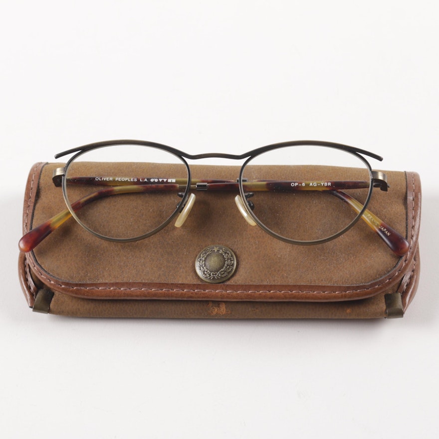 Oliver Peoples OP-6 AC-YBR Eyeglasses with Leather Case