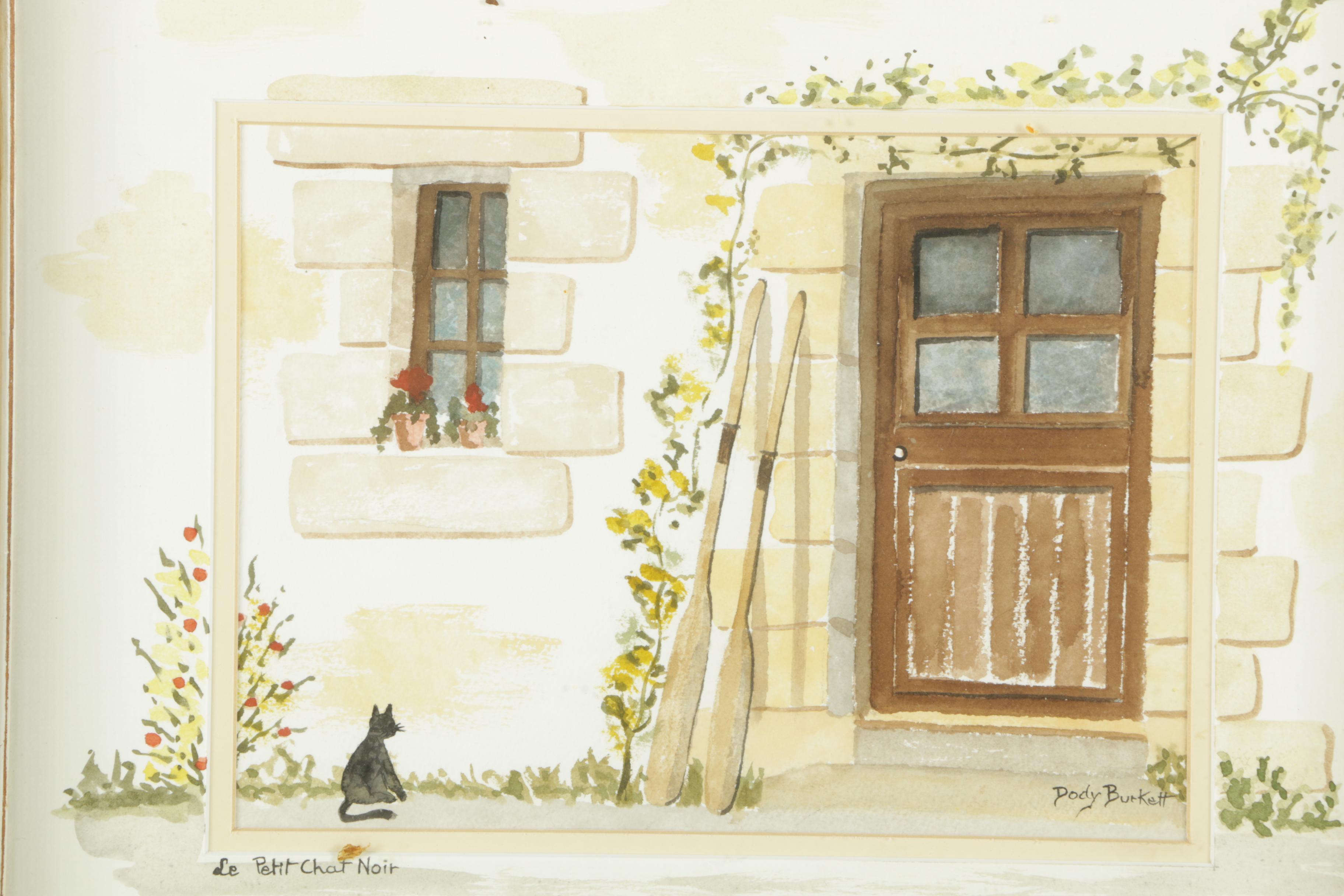 Dody Burkett Watercolor and Gouache on Paper "Le Petit Chat Noir"