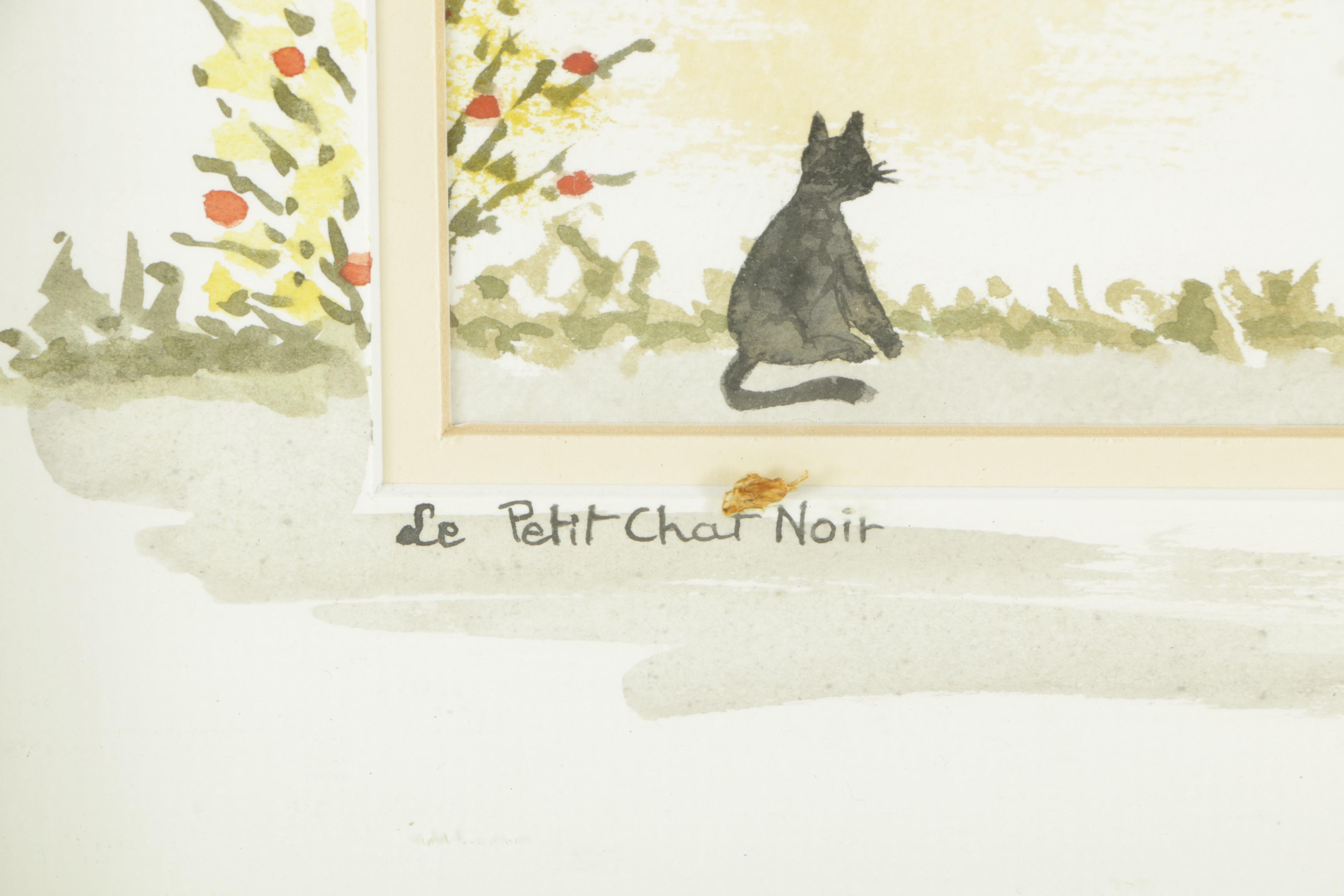 Dody Burkett Watercolor and Gouache on Paper "Le Petit Chat Noir"
