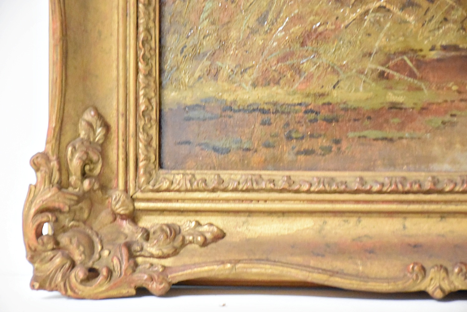 J. Kinard Oil Painting on Canvas Countryside Landscape