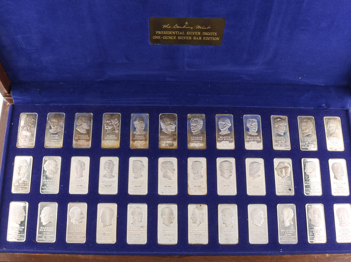 Danbury Mint Presidential Silver Ingots Collection