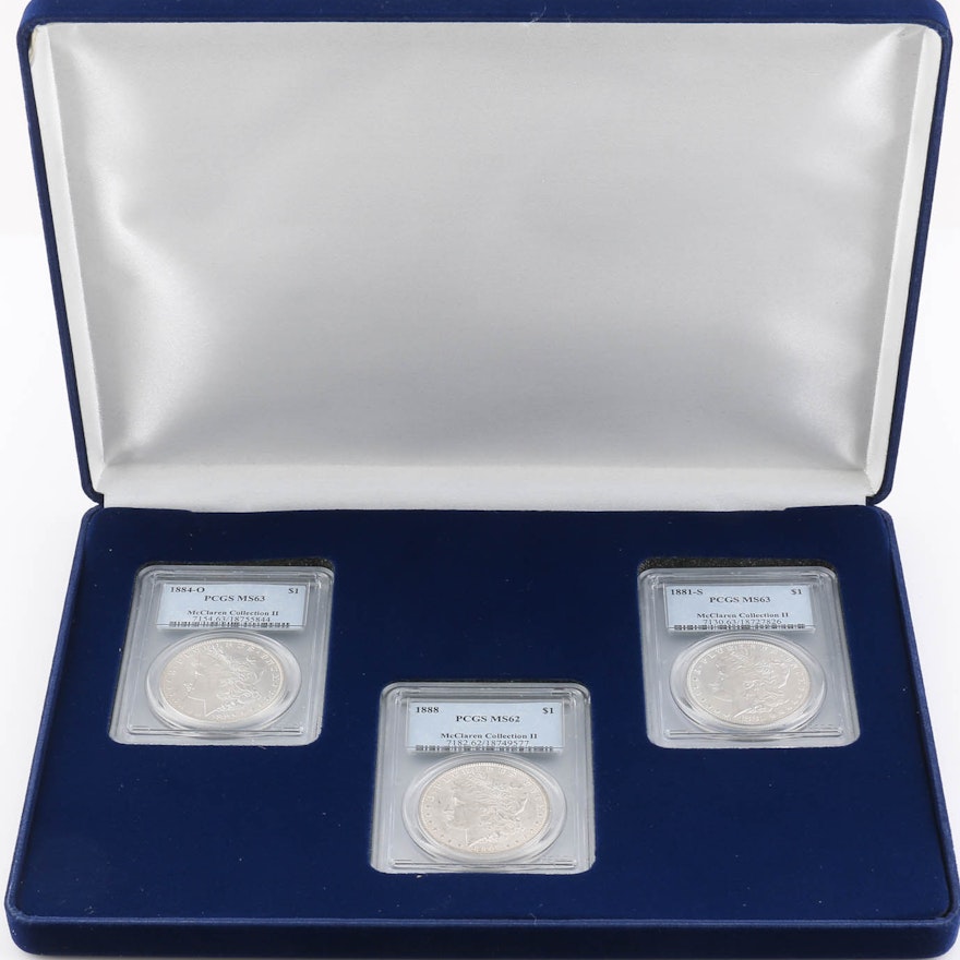 Group of Three McClaren Collection Silver Morgan Dollars