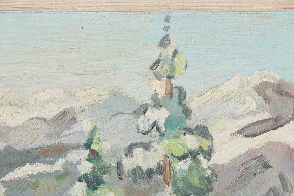 Roger White Oil Painting on Panel of a Winter Landscape