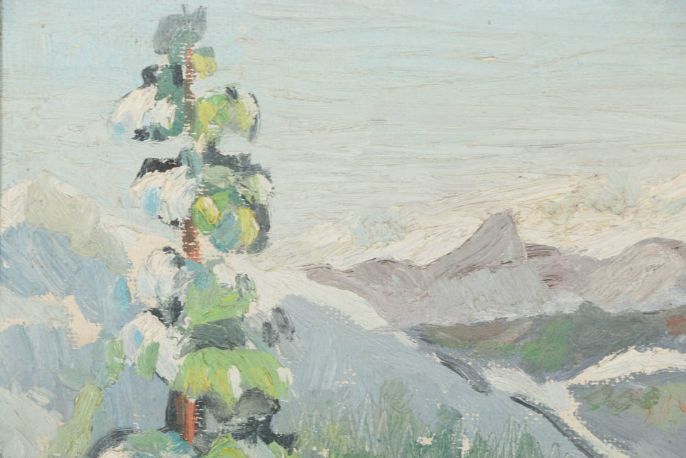 Roger White Oil Painting on Panel of a Winter Landscape