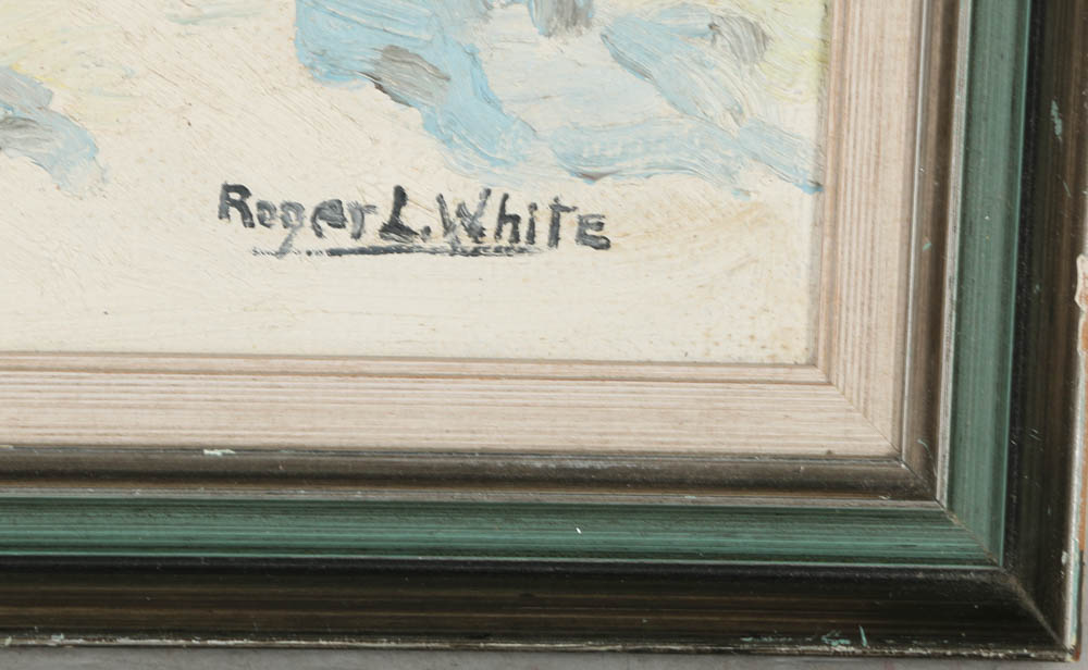 Roger White Oil Painting on Panel of a Winter Landscape