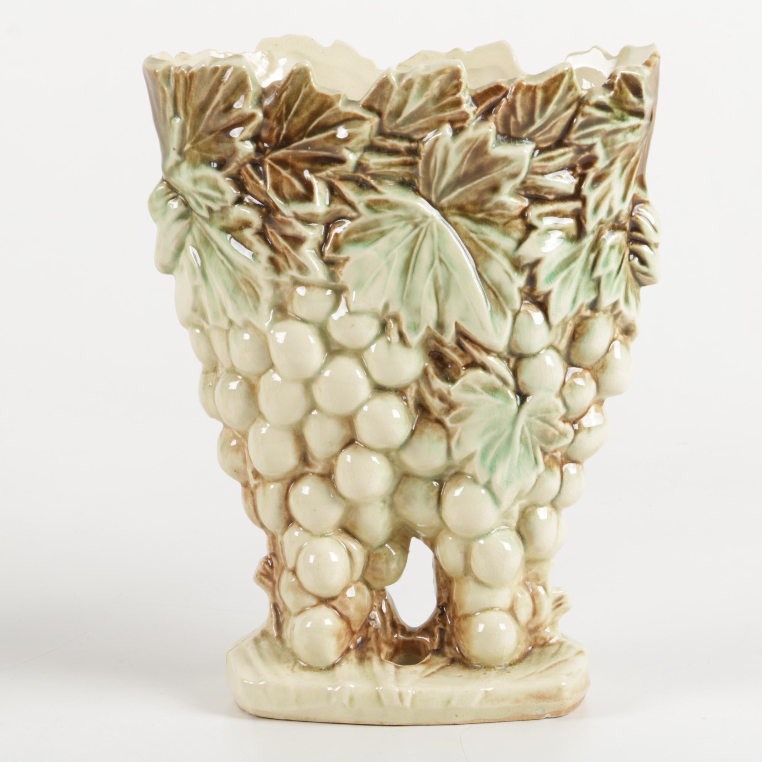 McCoy Ceramic Grape and Leaf Pitcher and Vase