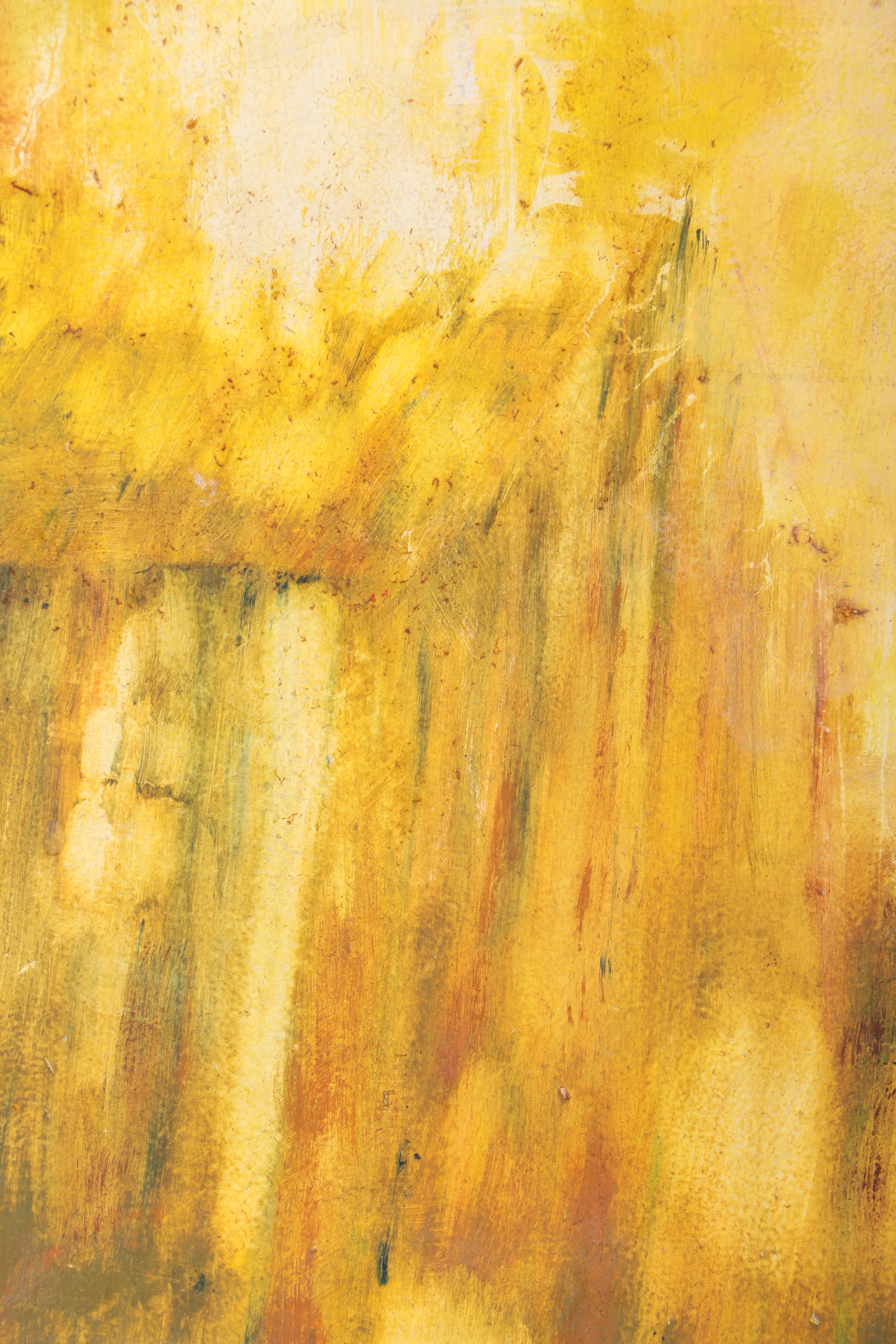 Ery Abstract Oil Painting on Wood Panel of Cabin