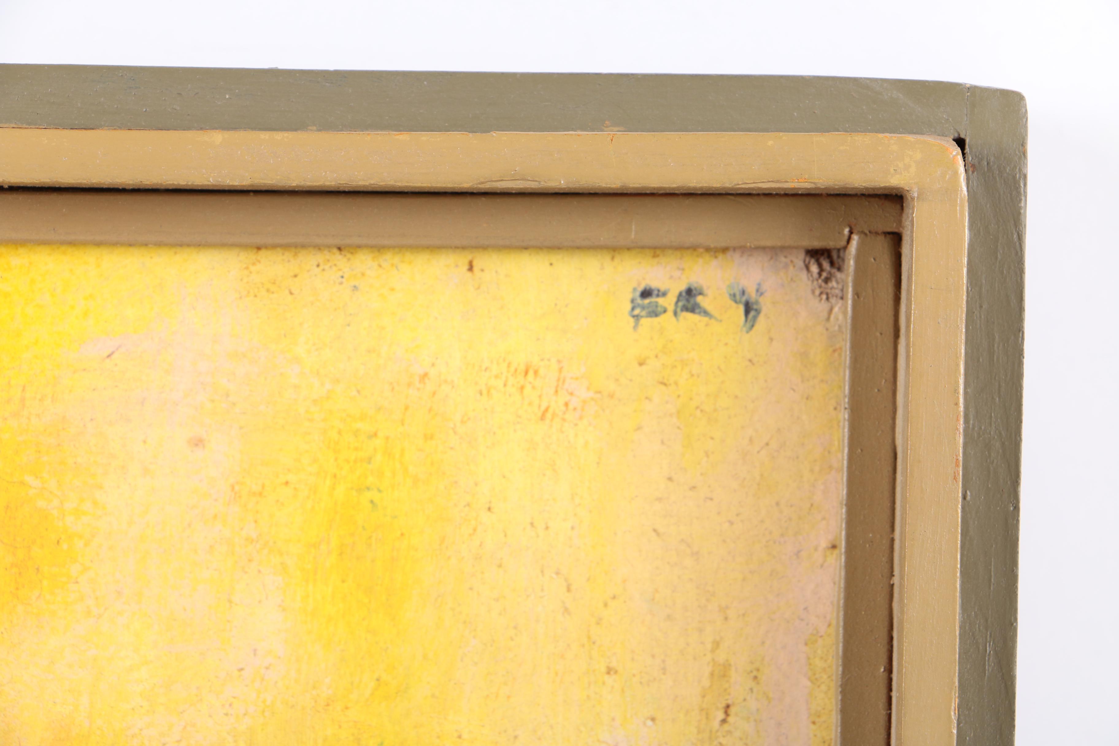 Ery Abstract Oil Painting on Wood Panel of Cabin