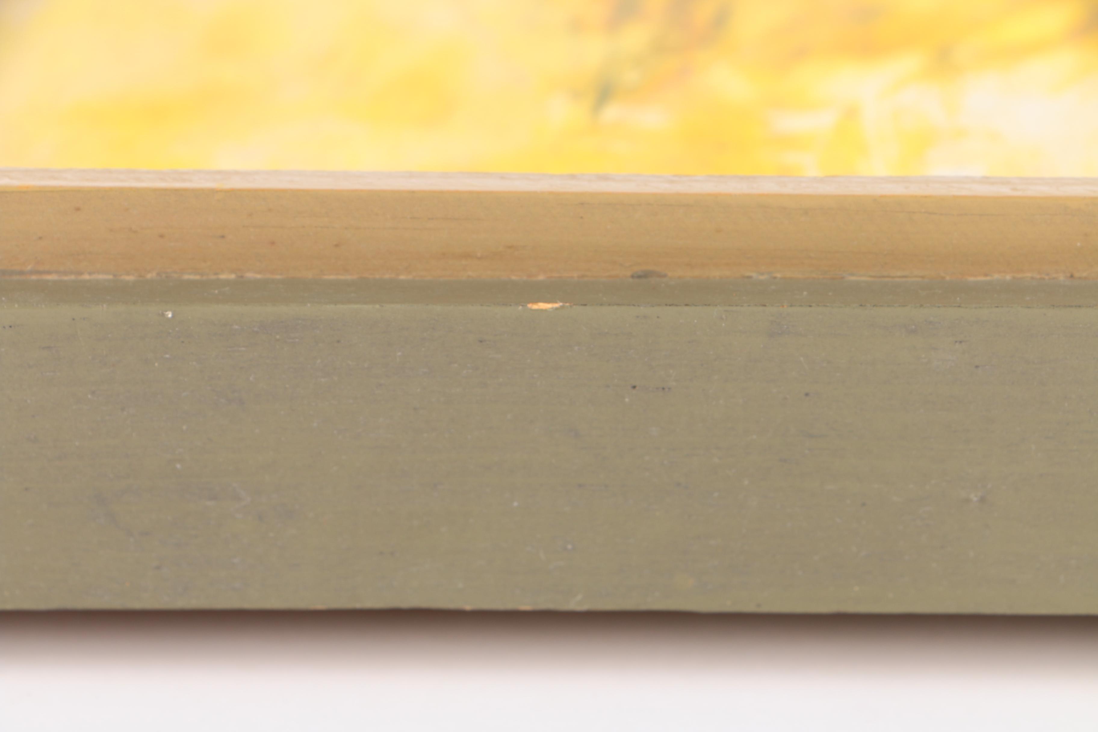 Ery Abstract Oil Painting on Wood Panel of Cabin