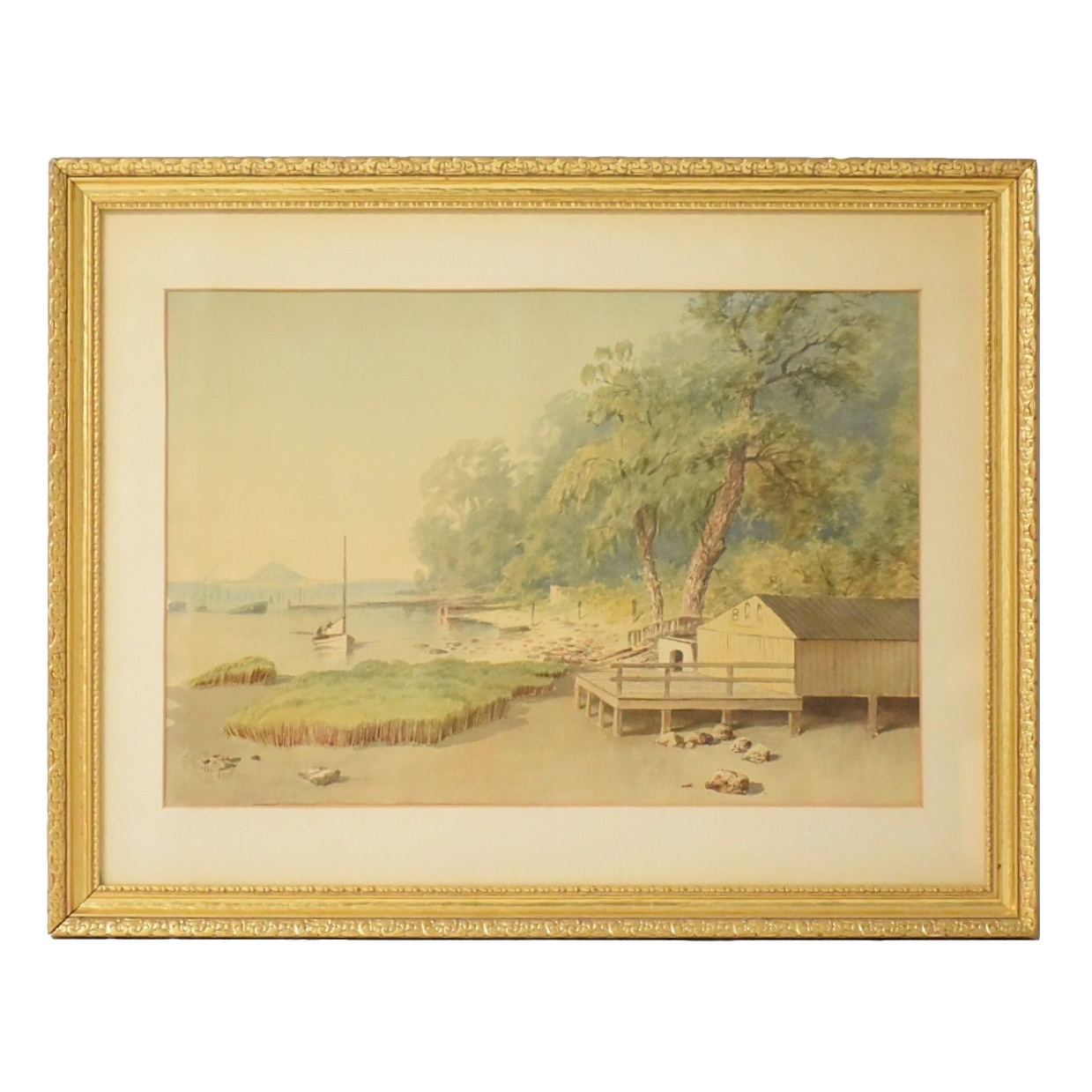 Granville Perkins Watercolor on Paper Fishing Scene