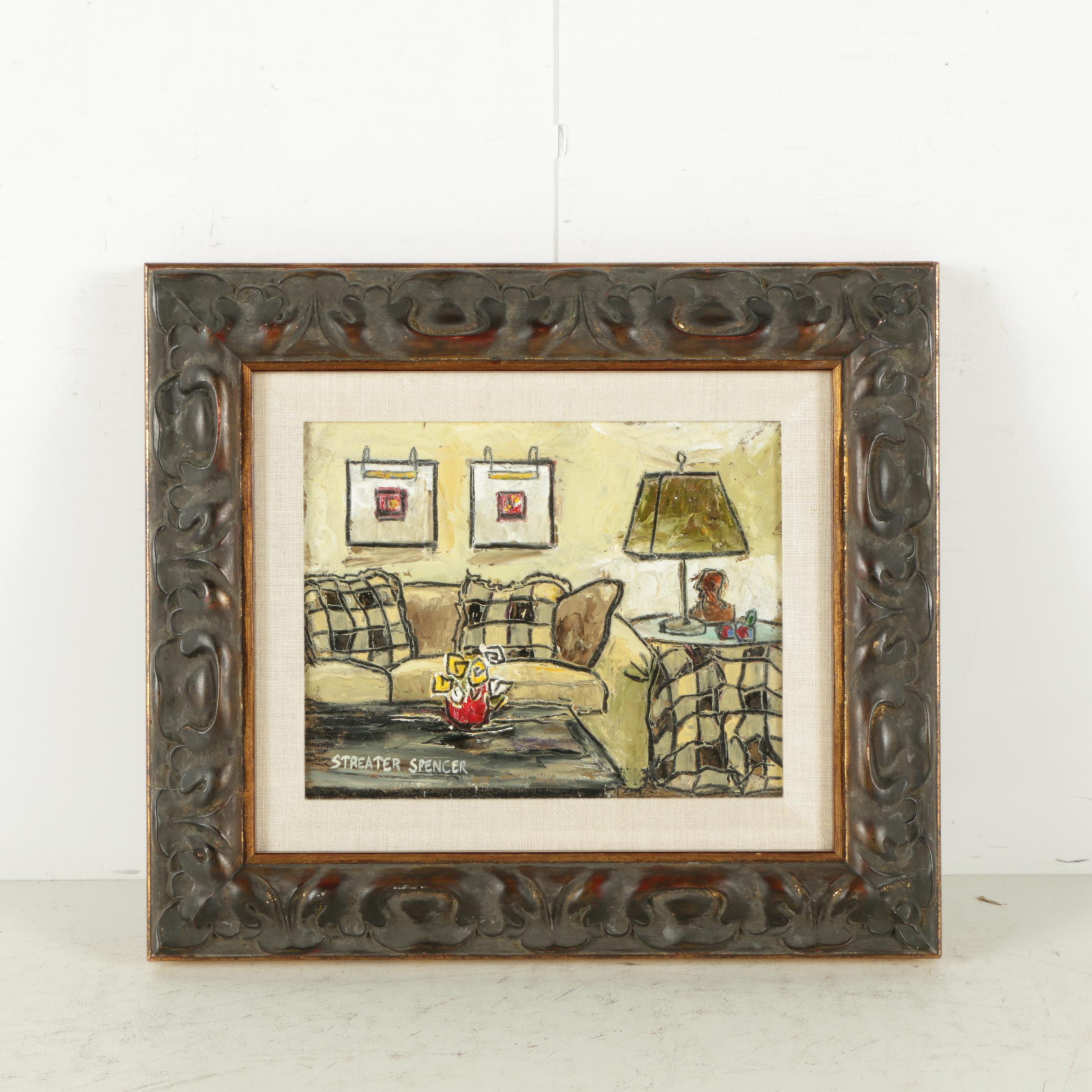 Streater Spencer Oil Paintings of Rooms on Panel