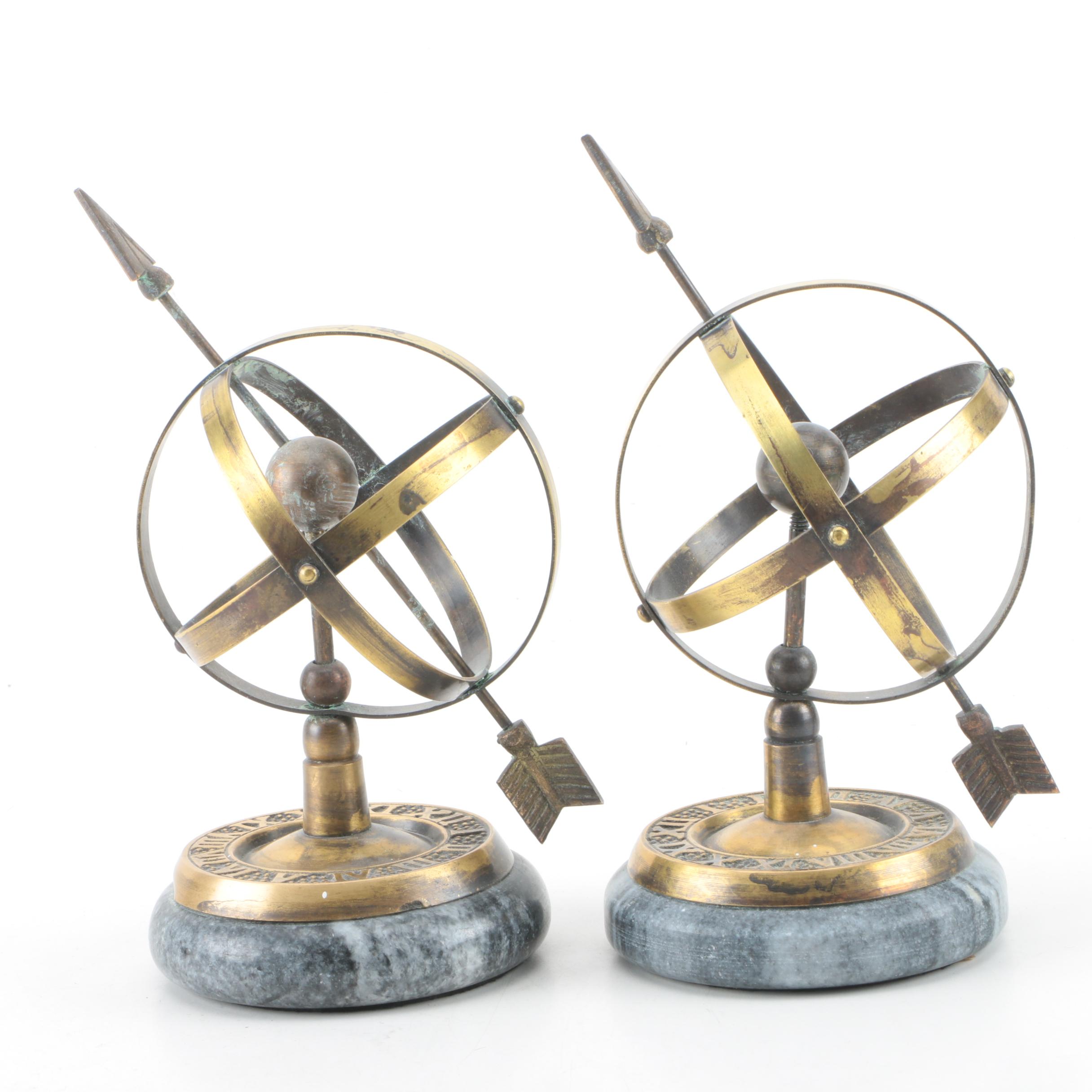 Marble and Brass Bookends