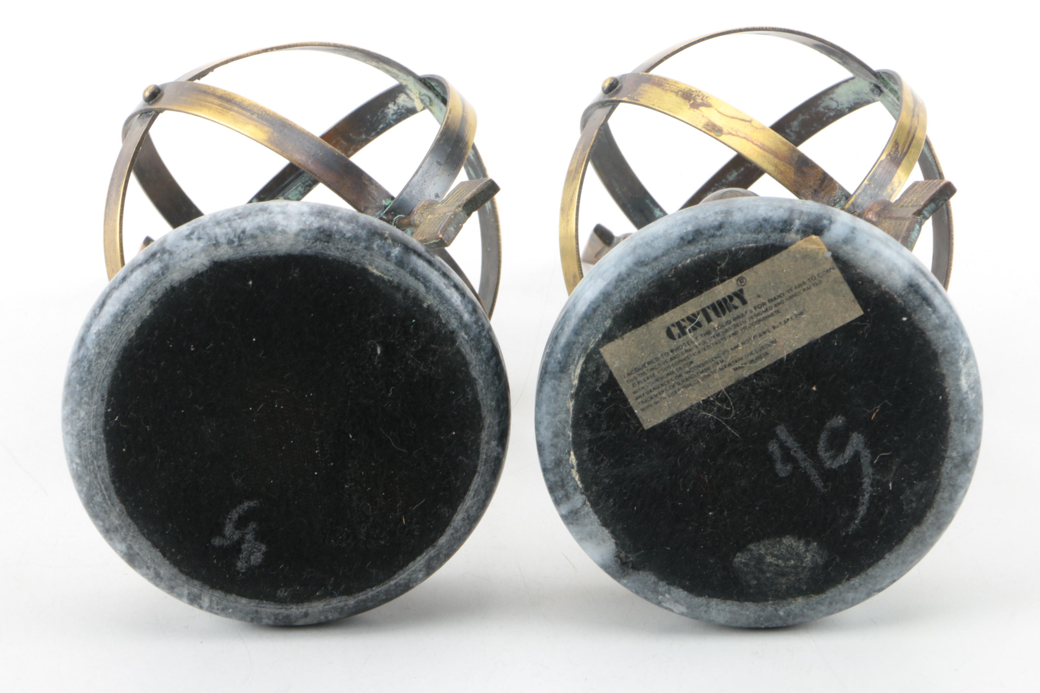 Marble and Brass Bookends