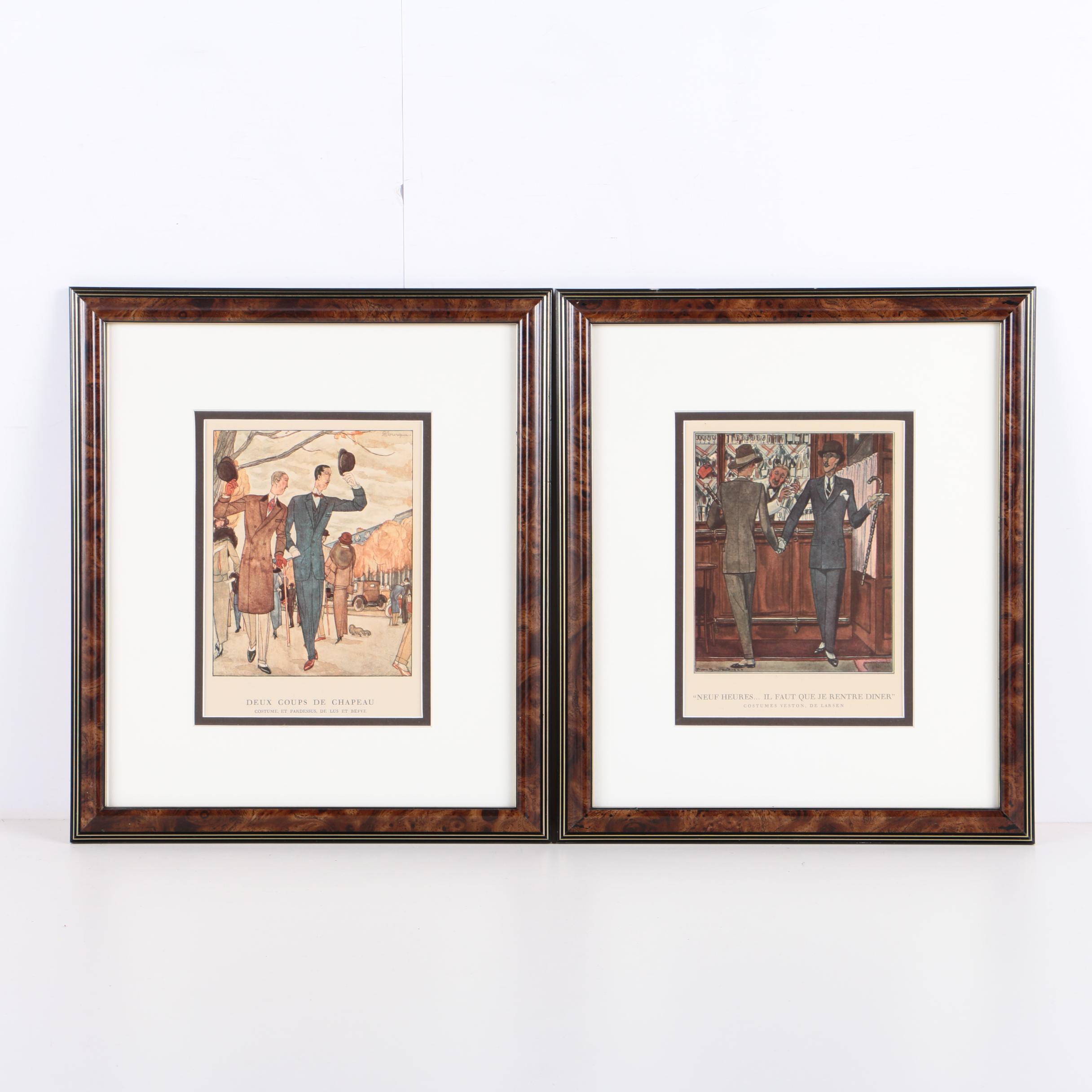 Offset Lithographs After "Gazette du Bon Genre" Menswear Fashion Plates