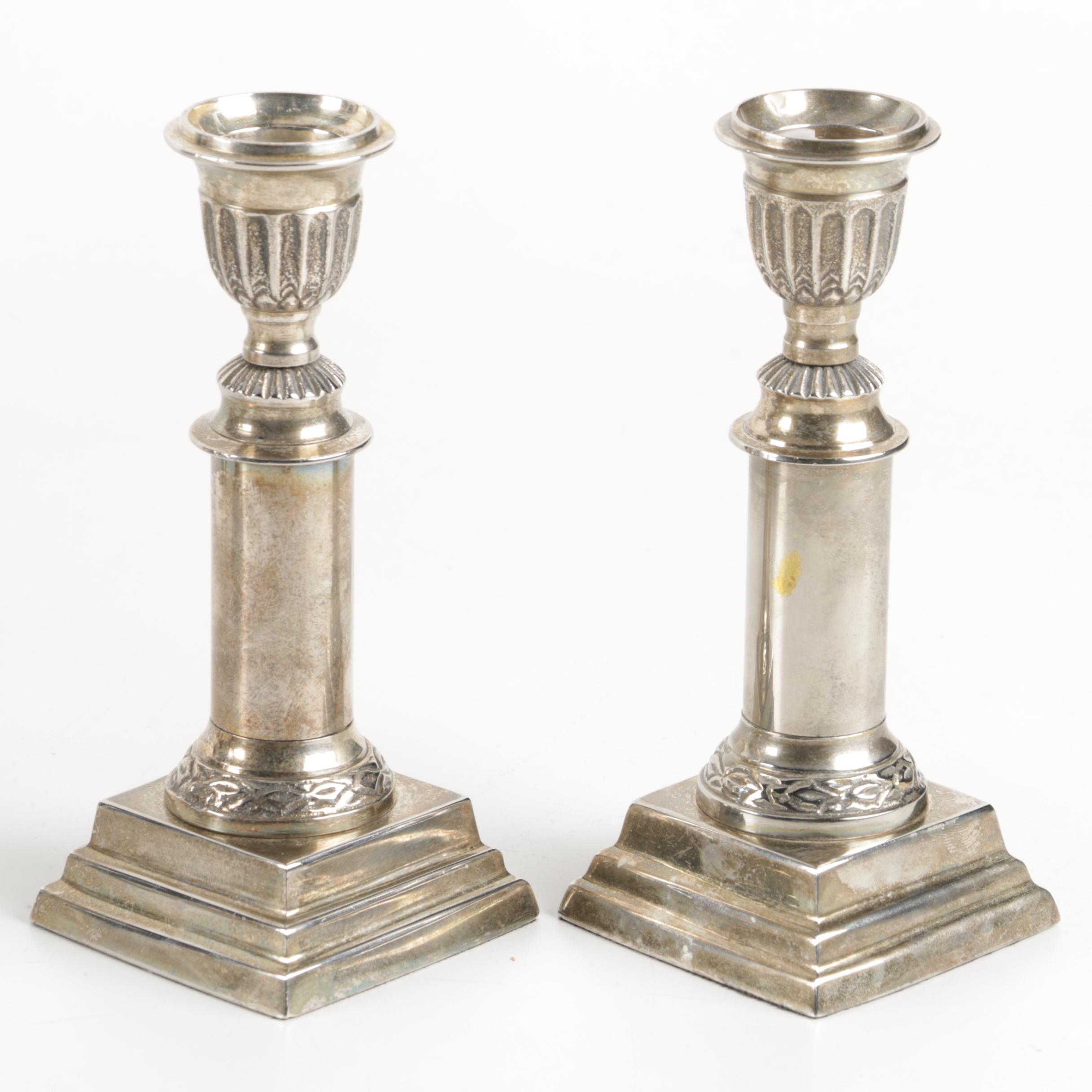 Silver Plate Candlesticks and Other Candlesticks Featuring Nantucket Pewter