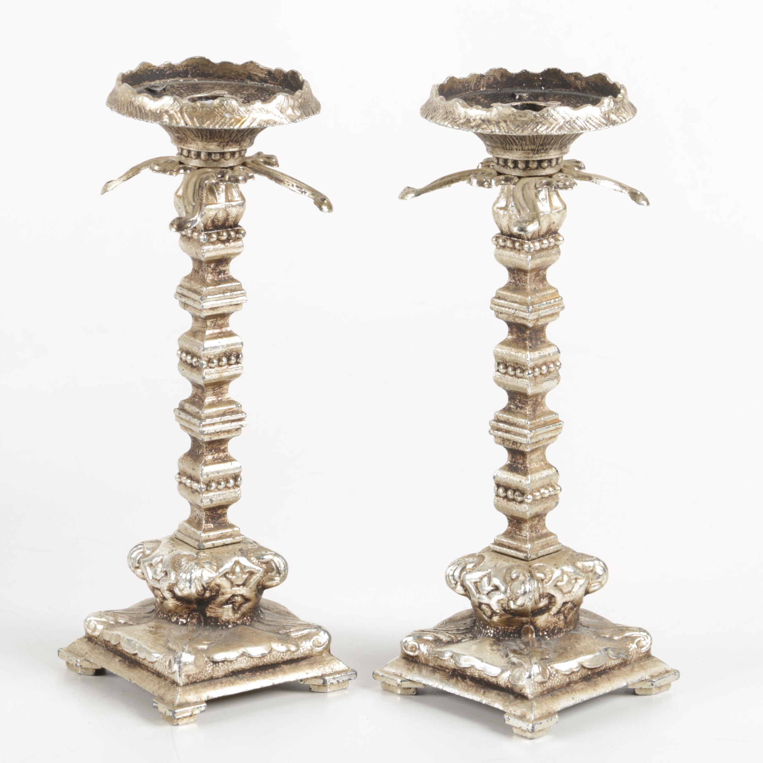 Silver Plate Candlesticks and Other Candlesticks Featuring Nantucket Pewter
