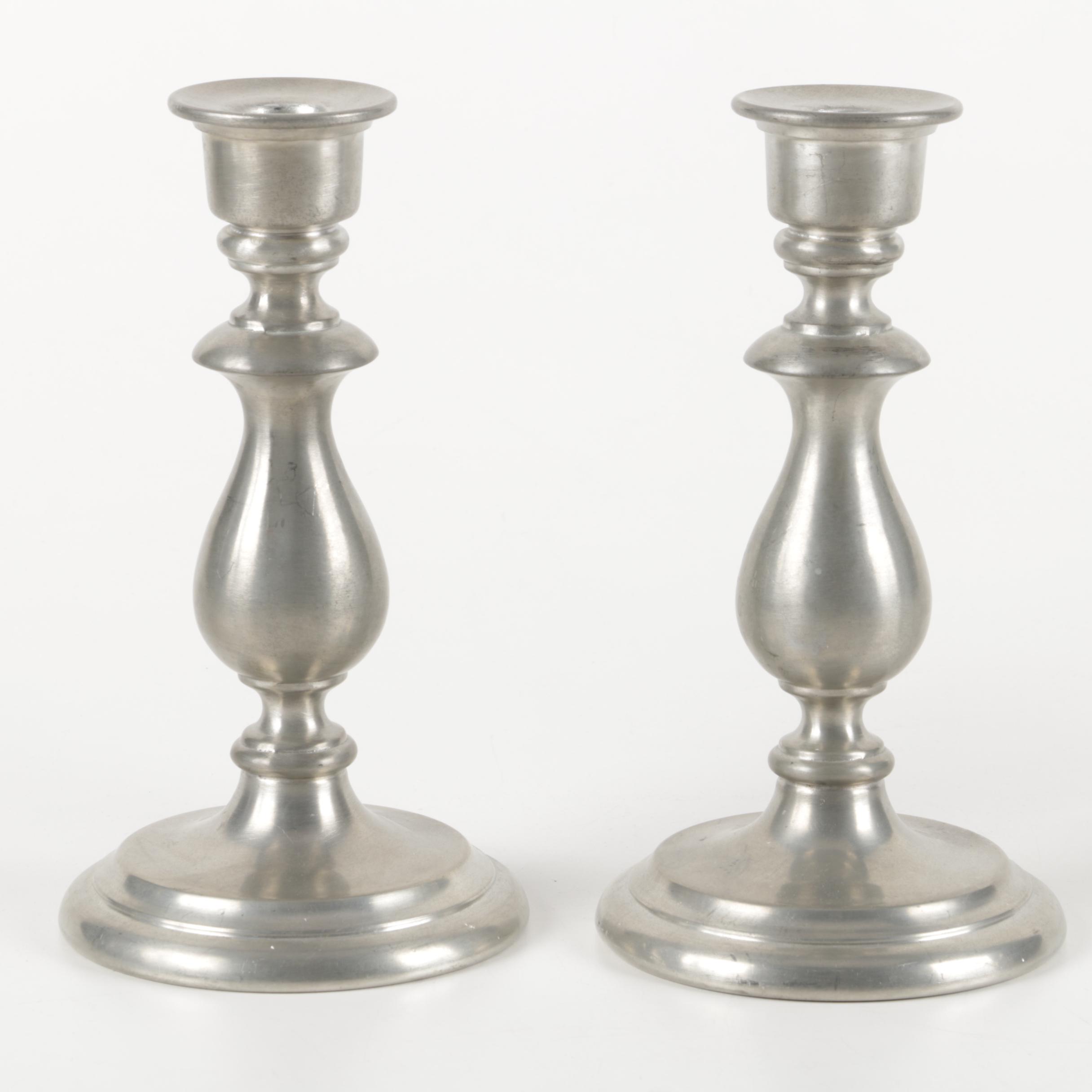 Silver Plate Candlesticks and Other Candlesticks Featuring Nantucket Pewter