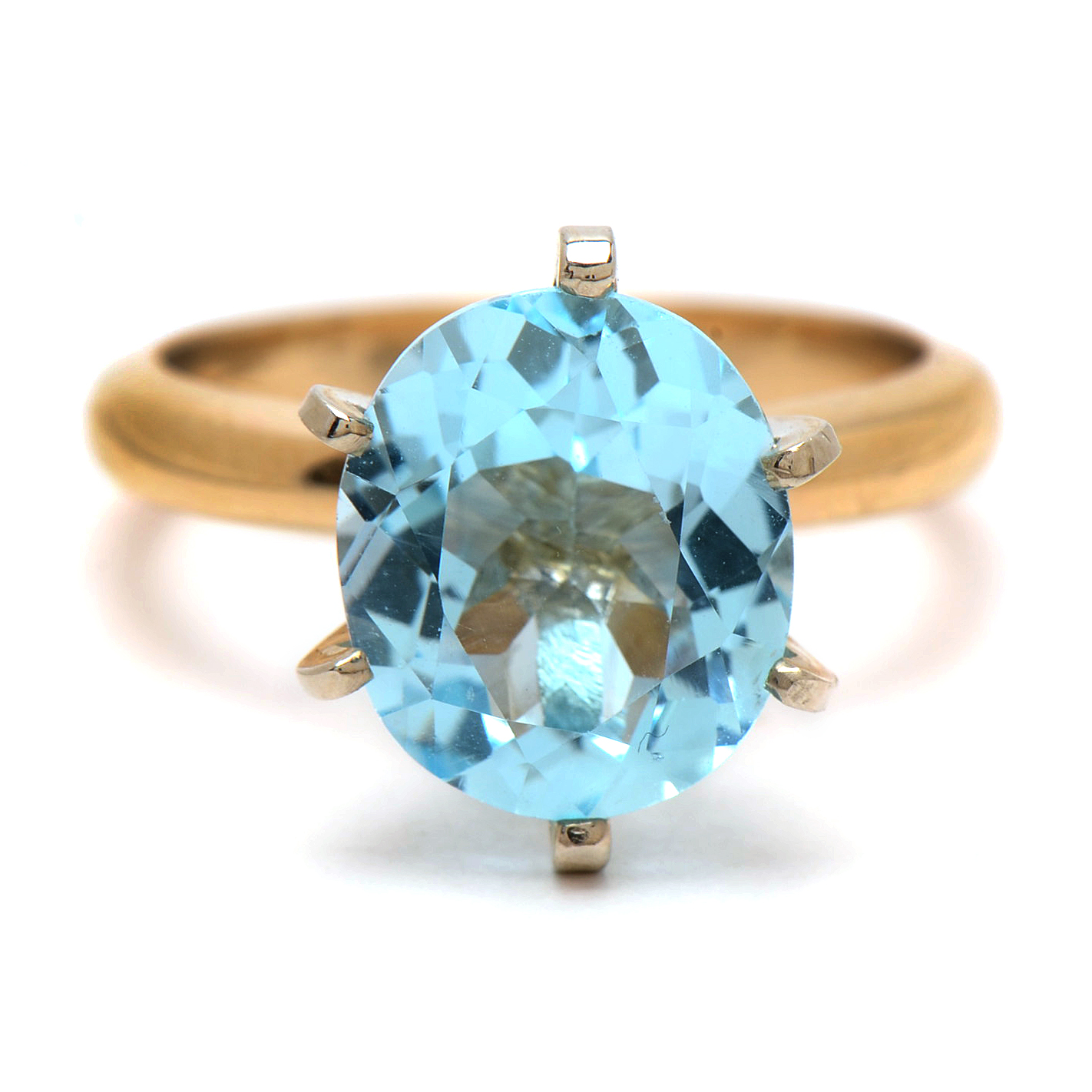 14K Yellow Gold Blue Topaz Ring