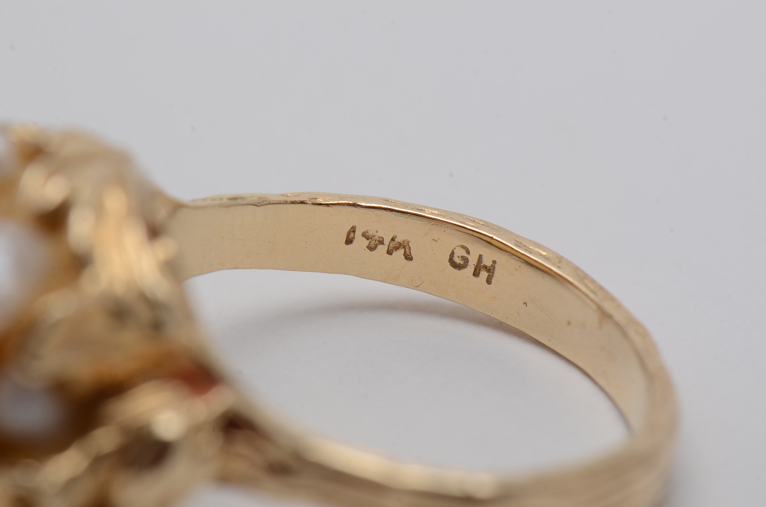 14K Yellow Gold Diamond and Pearl Ring