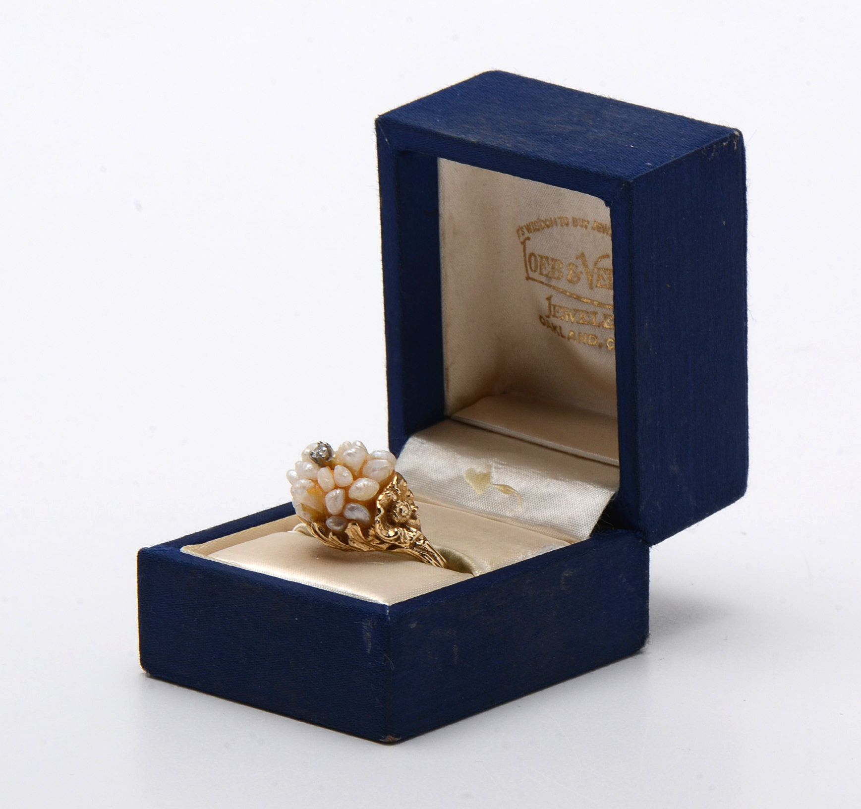 14K Yellow Gold Diamond and Pearl Ring