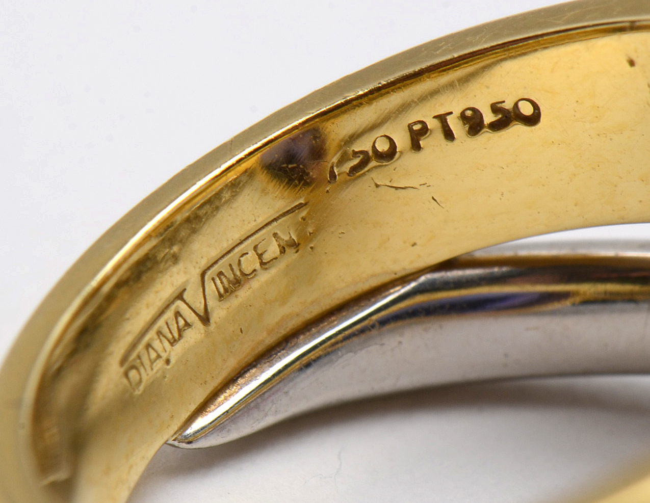 Diana Vincent 18K Yellow Gold and Platinum Diamond and Tanzanite Ring