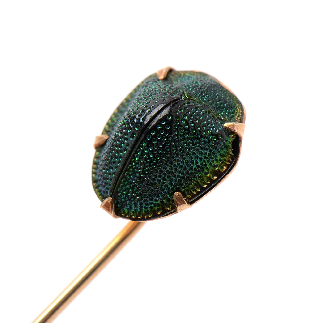 10K Yellow Gold Scarab Beetle Carapace Hat Pin