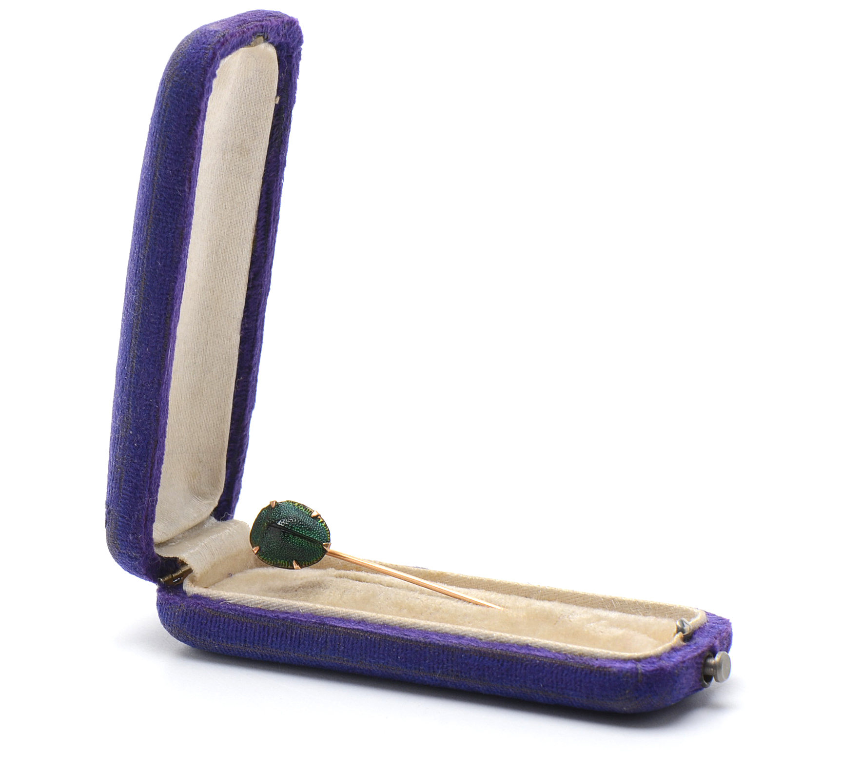 10K Yellow Gold Scarab Beetle Carapace Hat Pin