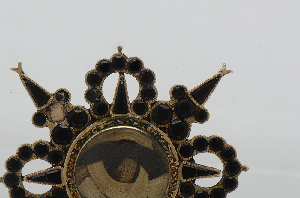 Victorian 14K Yellow Gold Hair Mourning Brooch with Gold-Filled Miniature Brooch