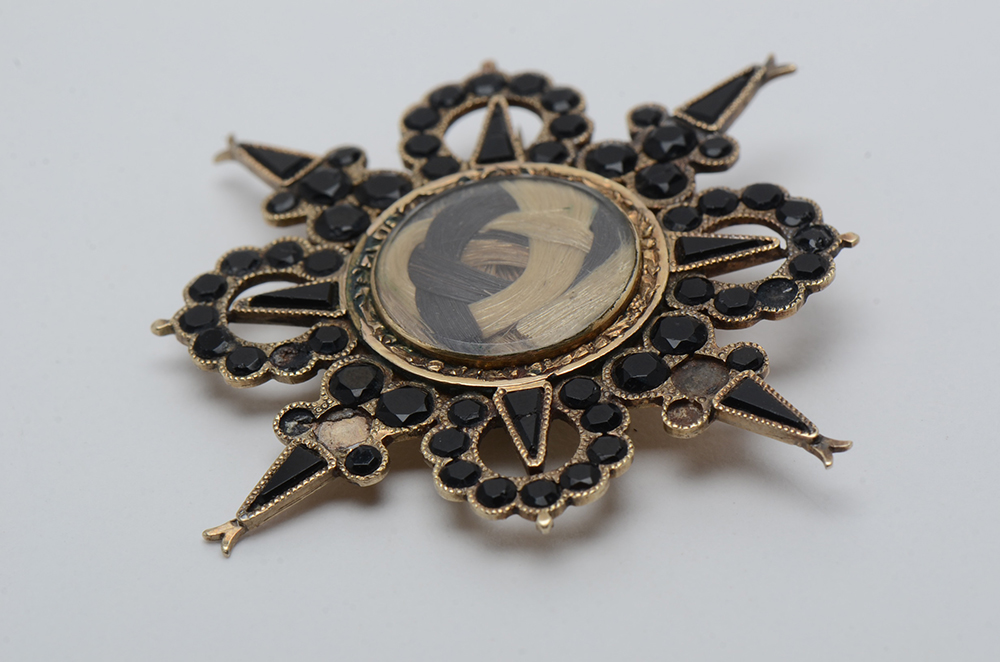 Victorian 14K Yellow Gold Hair Mourning Brooch with Gold-Filled Miniature Brooch