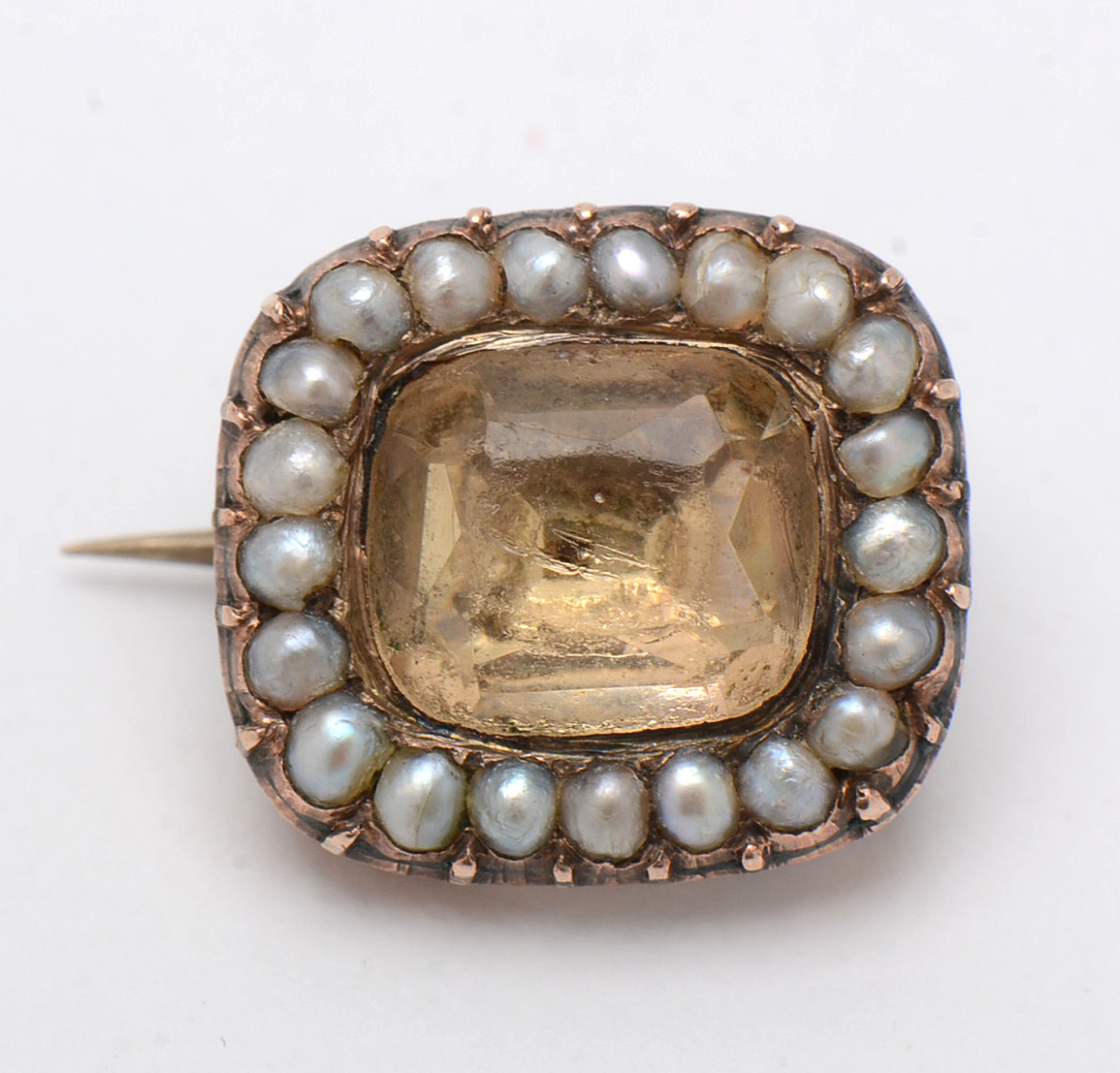 Victorian 14K Yellow Gold Hair Mourning Brooch with Gold-Filled Miniature Brooch